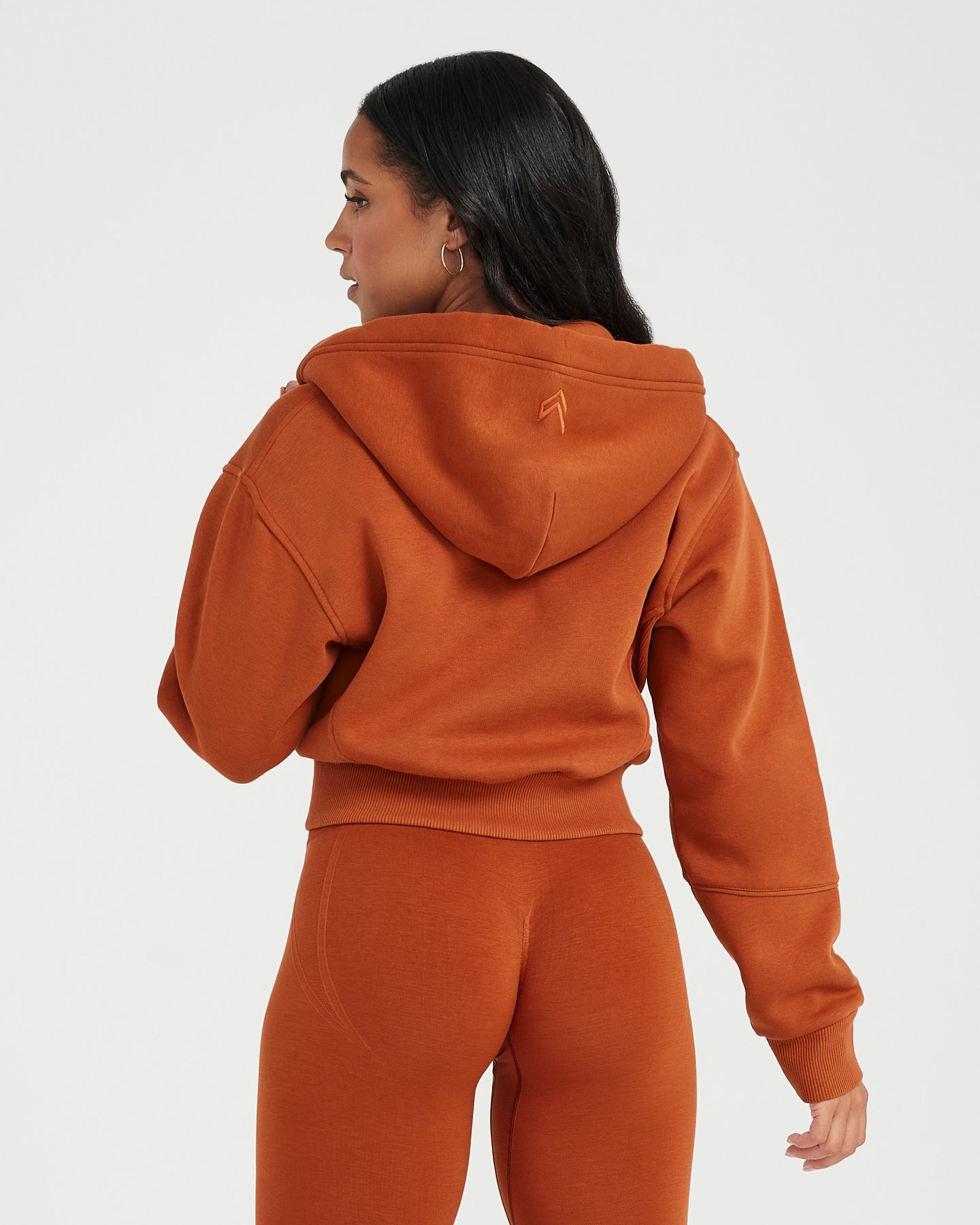 Alternative view of Classic Lounge Cropped Zip Through Hoodie | Warm Copper