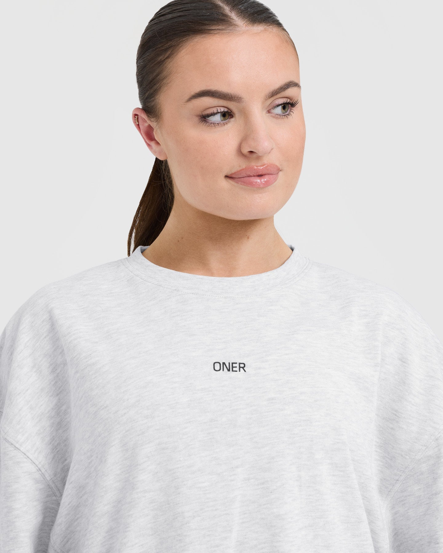 Classic Oner Graphic Longline T-Shirt | Light Grey Marl - Image 4