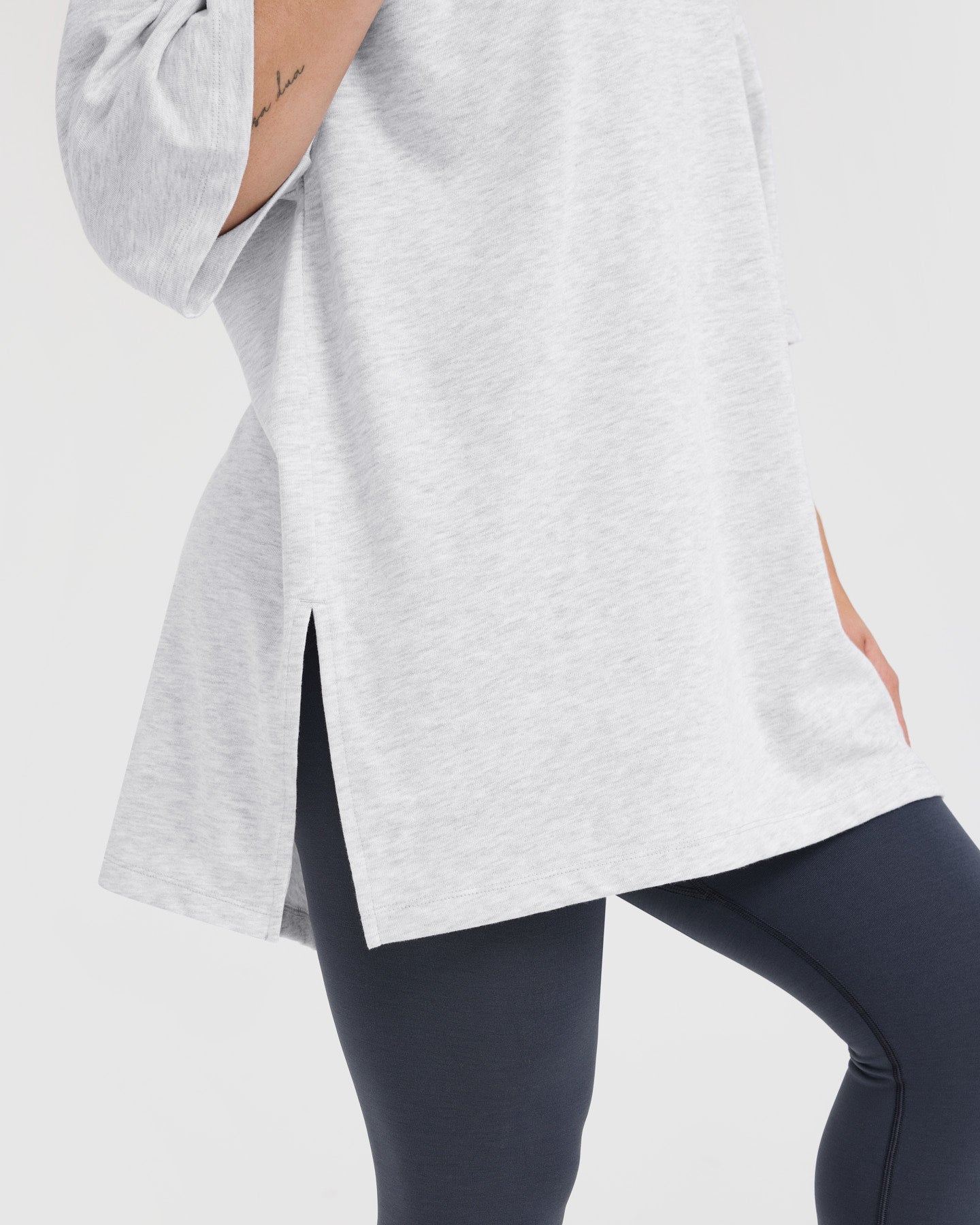 Classic Oner Graphic Longline T-Shirt | Light Grey Marl - Image 5