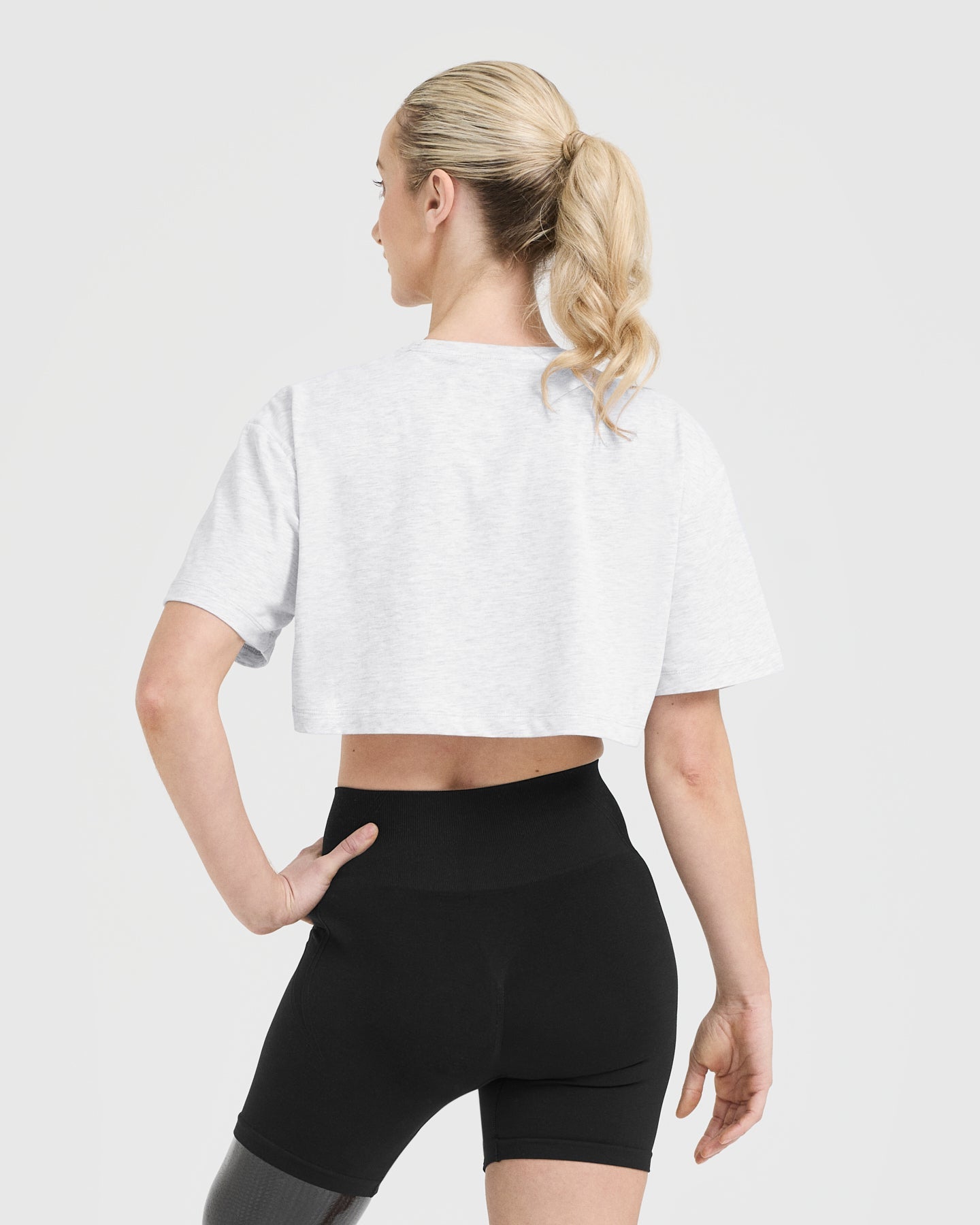 Alternative view of Classic Oner Graphic Crop Lightweight T-Shirt | Light Grey Marl