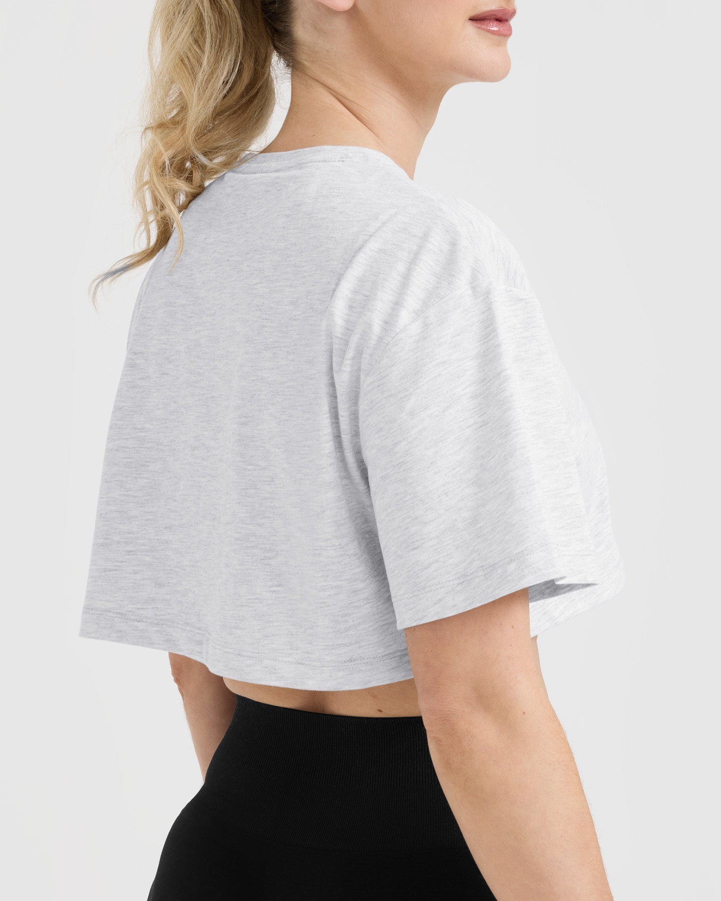 Classic Oner Graphic Crop Lightweight T-Shirt | Light Grey Marl - Image 4