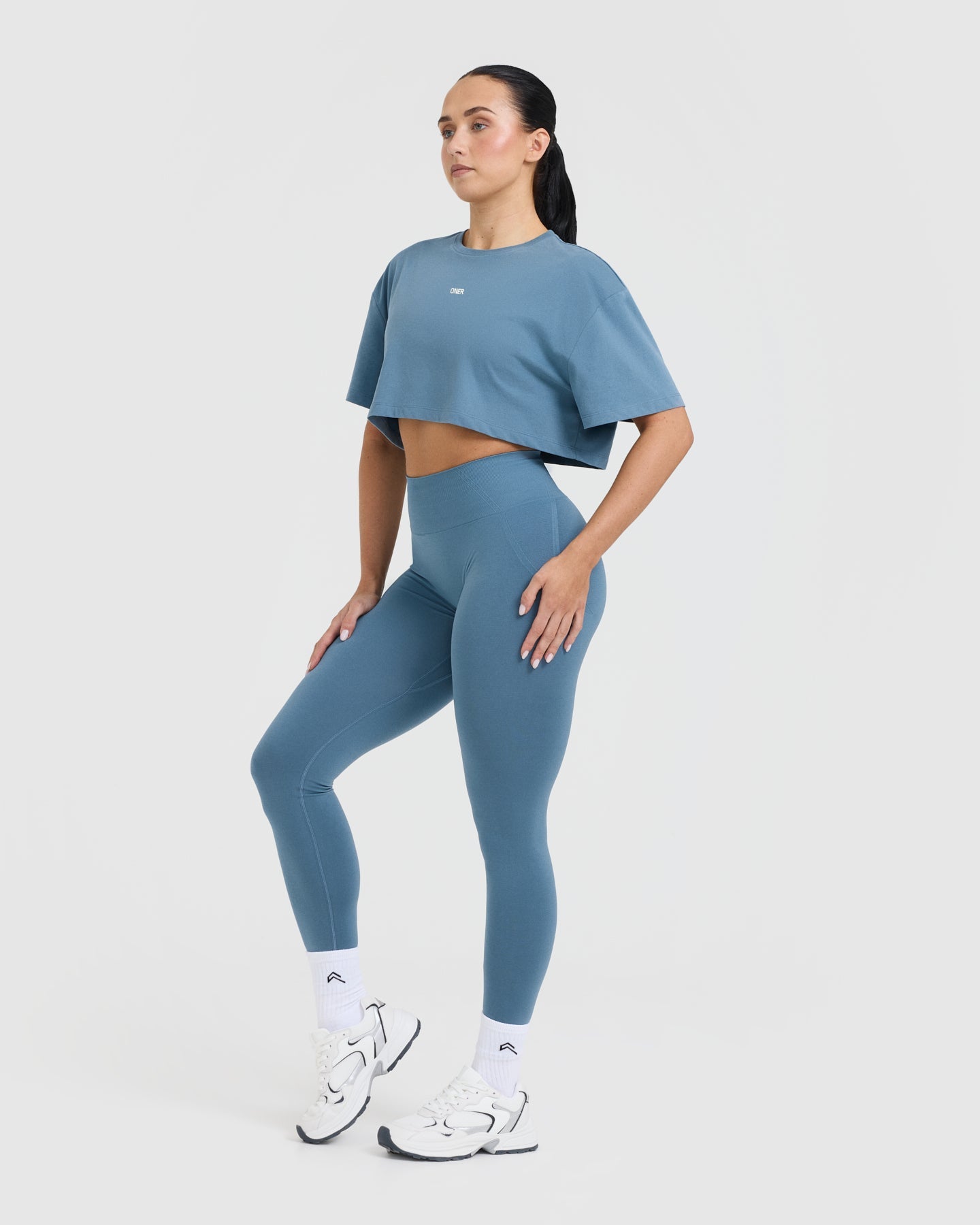 Classic Oner Graphic Crop Lightweight T-Shirt | Moonstone Blue - Image 3