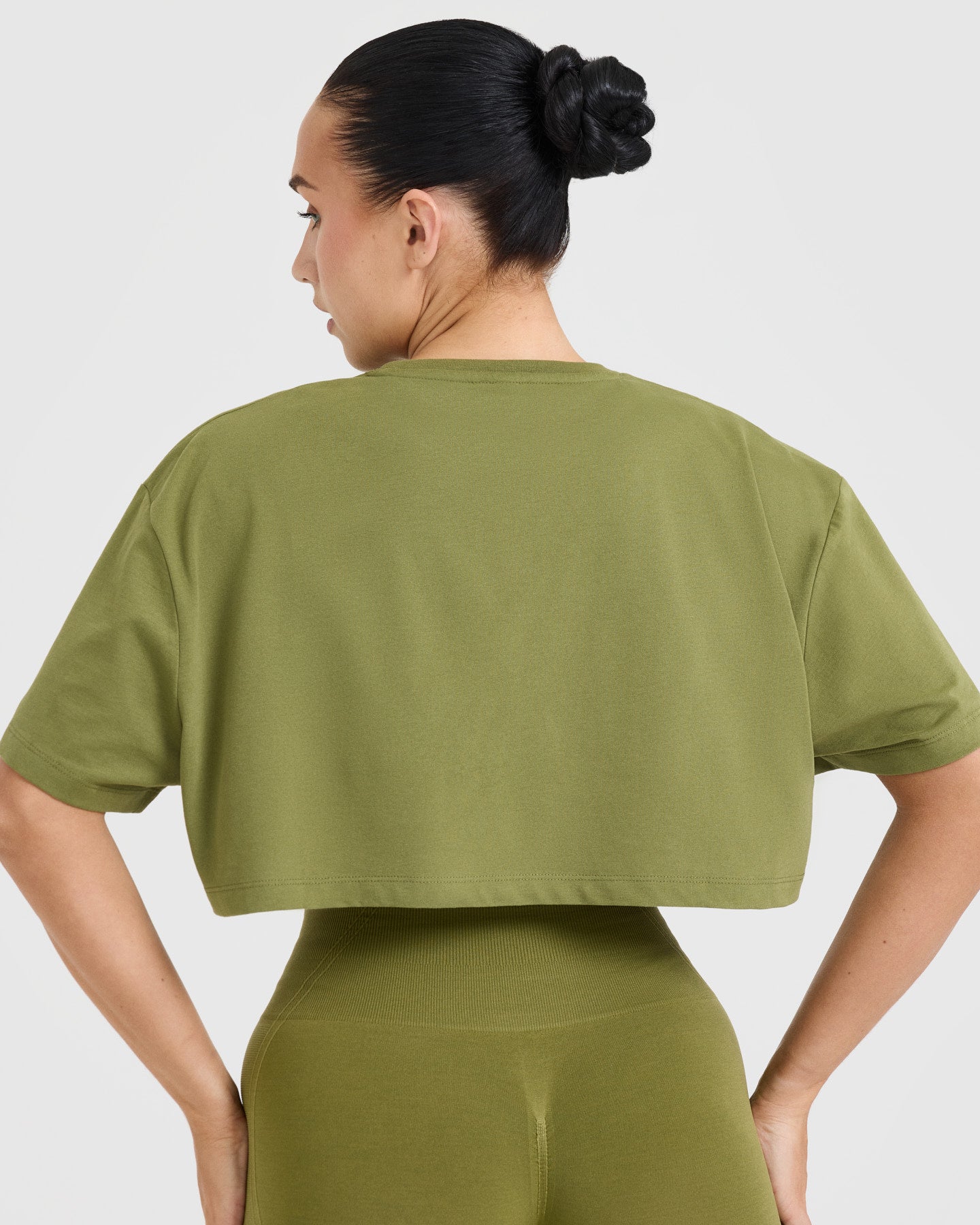 Classic Oner Graphic Crop Lightweight T-Shirt | Olive Green - Image 5