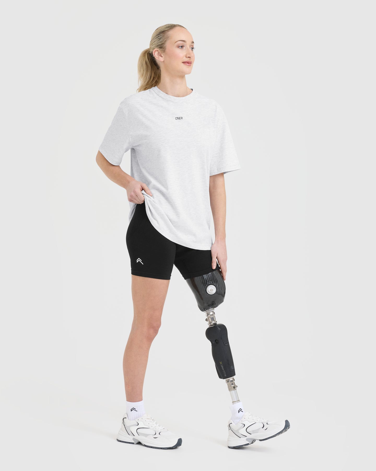 Classic Oner Graphic Oversized Lightweight T-Shirt | Light Grey Marl - Image 3