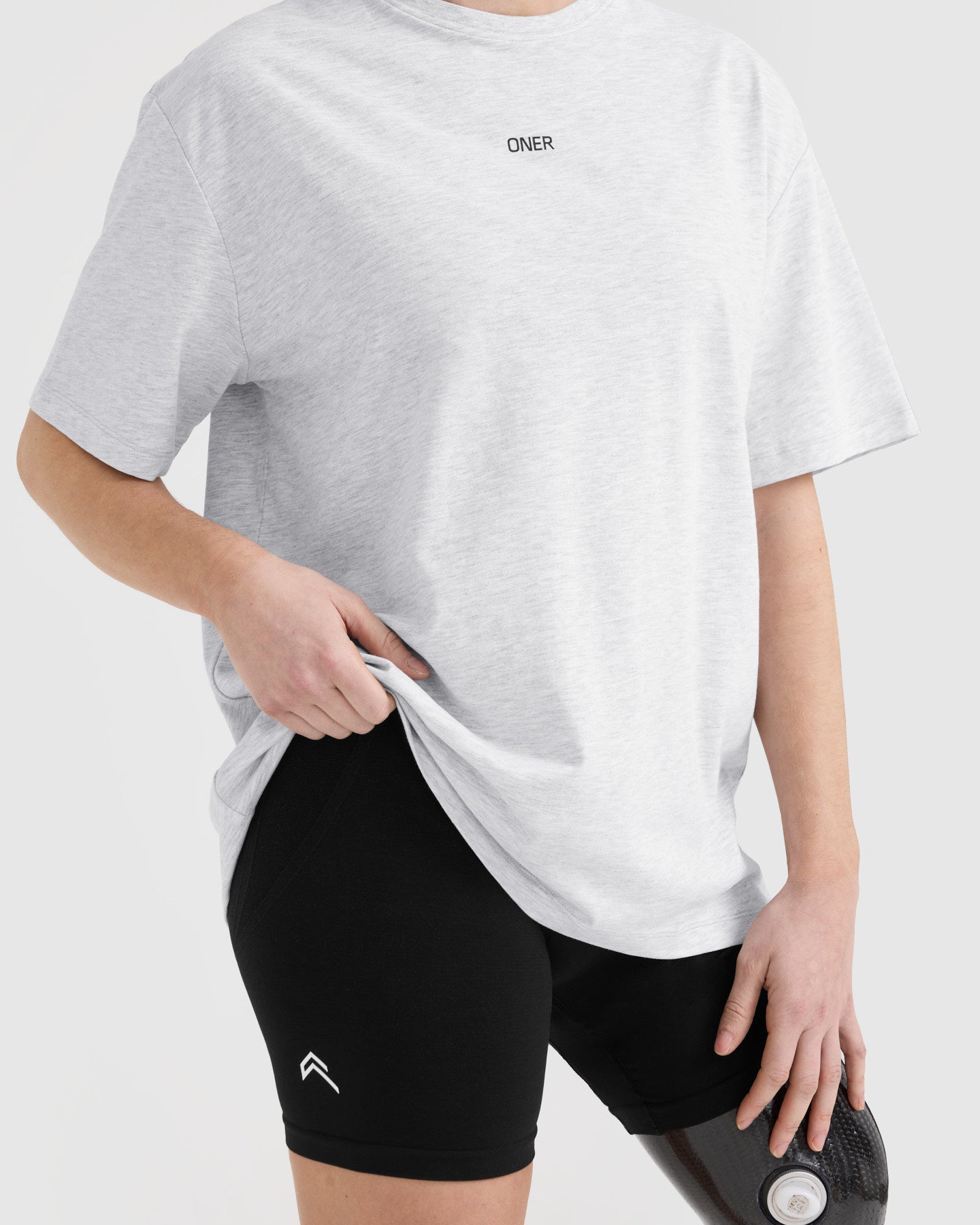 Classic Oner Graphic Oversized Lightweight T-Shirt | Light Grey Marl - Image 5