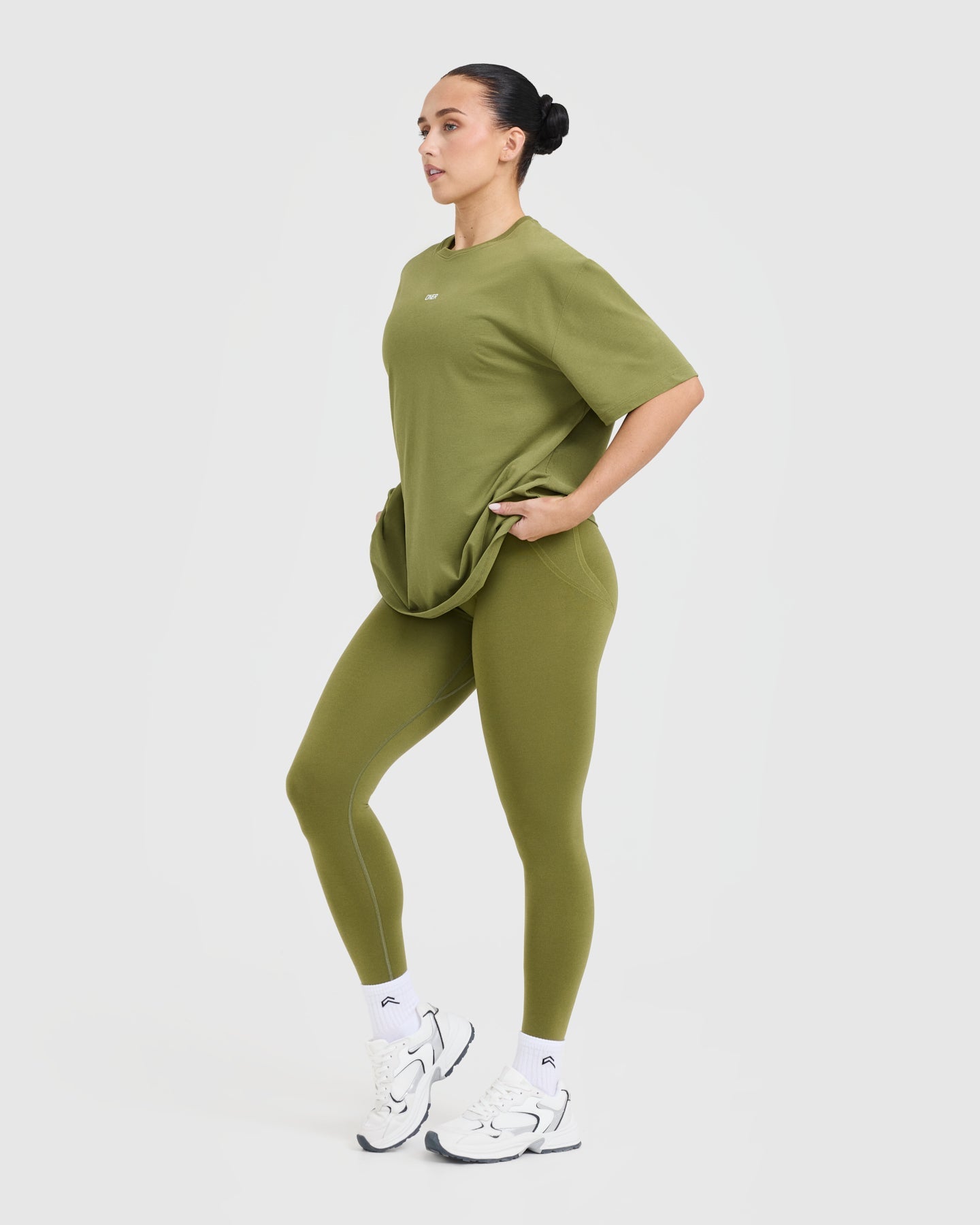 Classic Oner Graphic Oversized Lightweight T-Shirt | Olive Green - Image 3