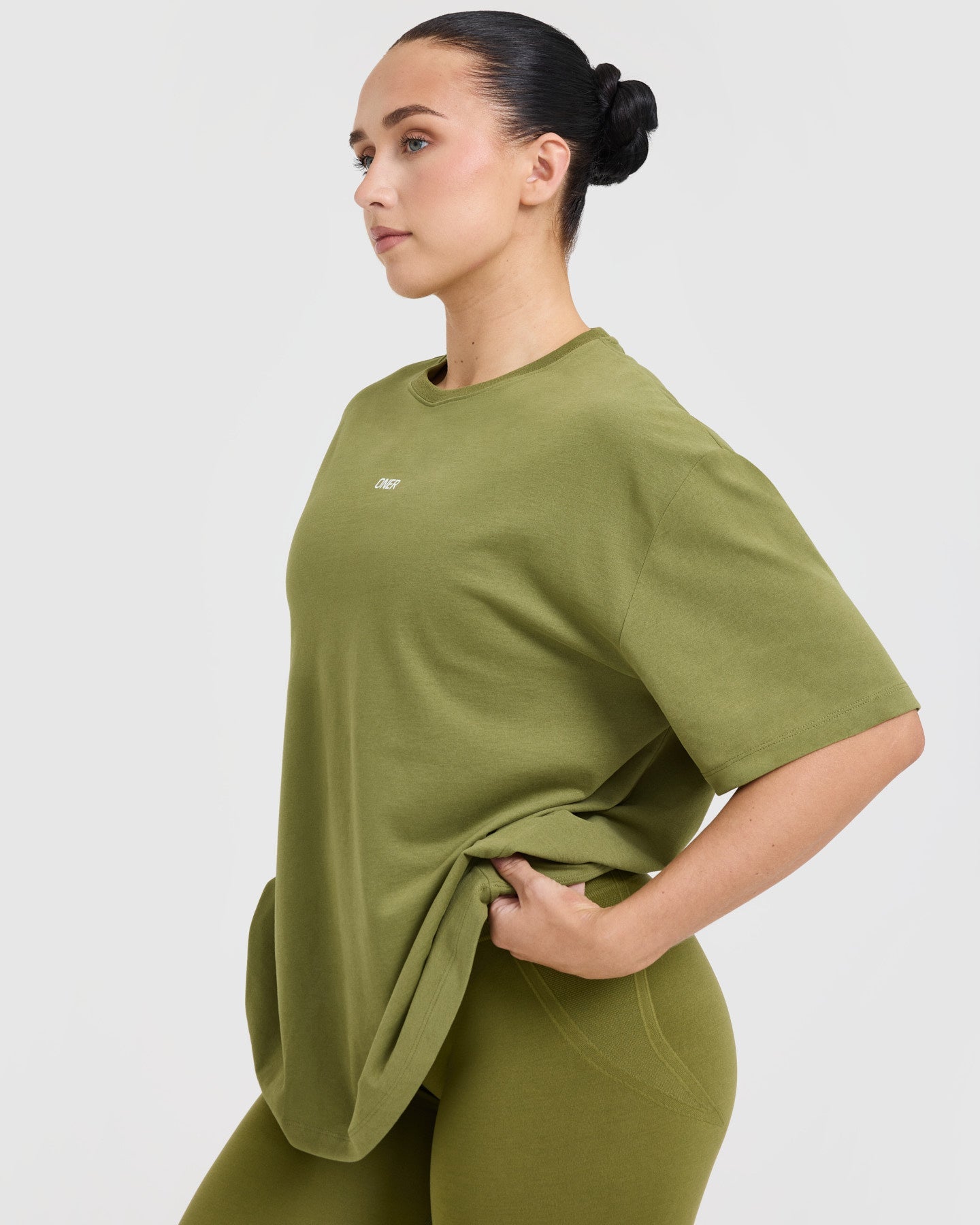 Classic Oner Graphic Oversized Lightweight T-Shirt | Olive Green - Image 5