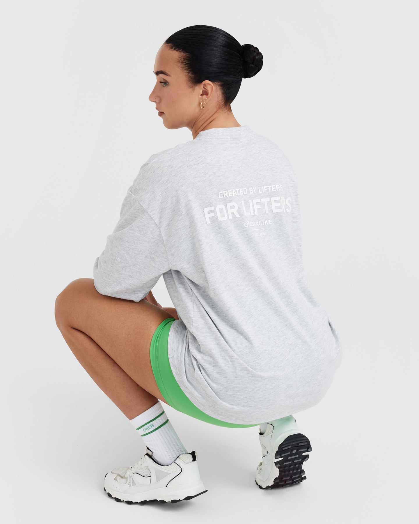 Classic Lifters Graphic Oversized Lightweight Long Sleeve Top | Light Grey Marl - Image 3