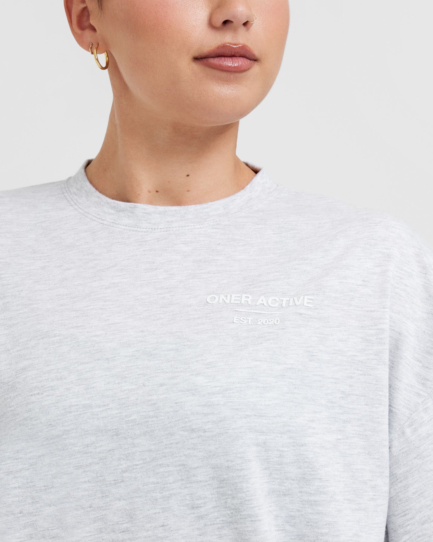 Classic Lifters Graphic Oversized Lightweight Long Sleeve Top | Light Grey Marl - Image 4