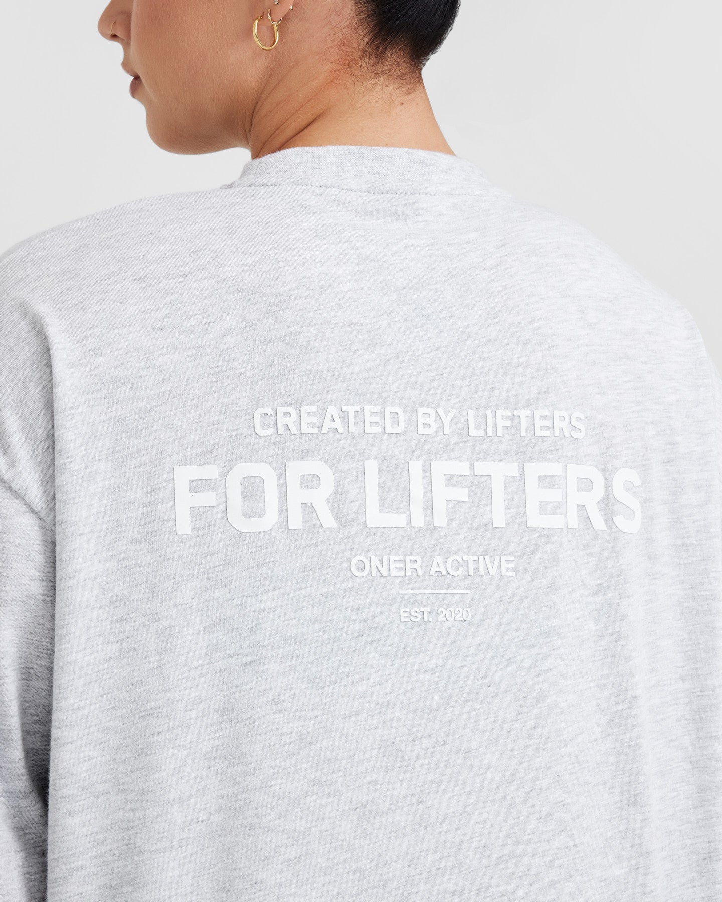 Classic Lifters Graphic Oversized Lightweight Long Sleeve Top | Light Grey Marl - Image 5
