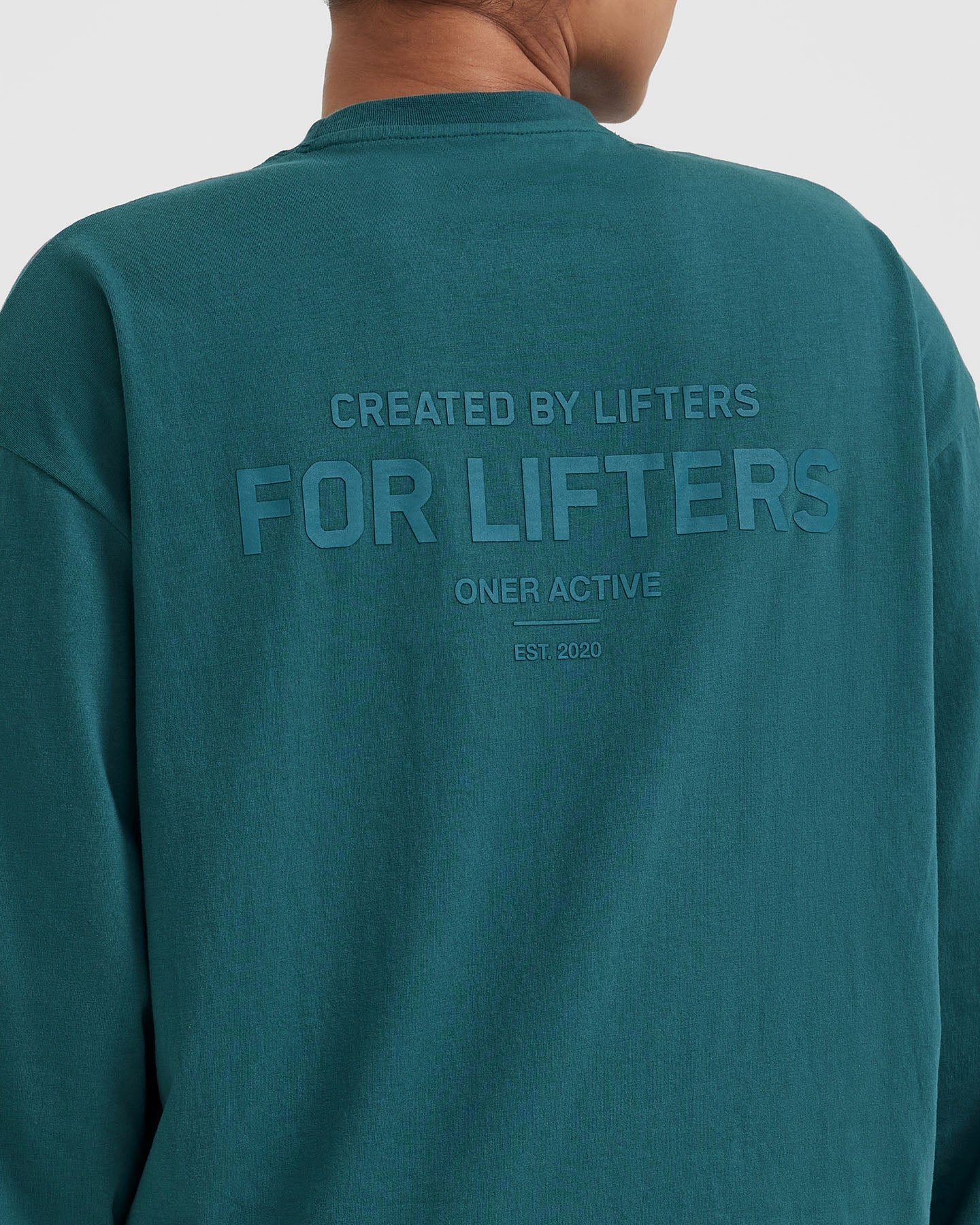 Classic Lifters Graphic Oversized Lightweight Long Sleeve Top | Marine Teal - Image 5