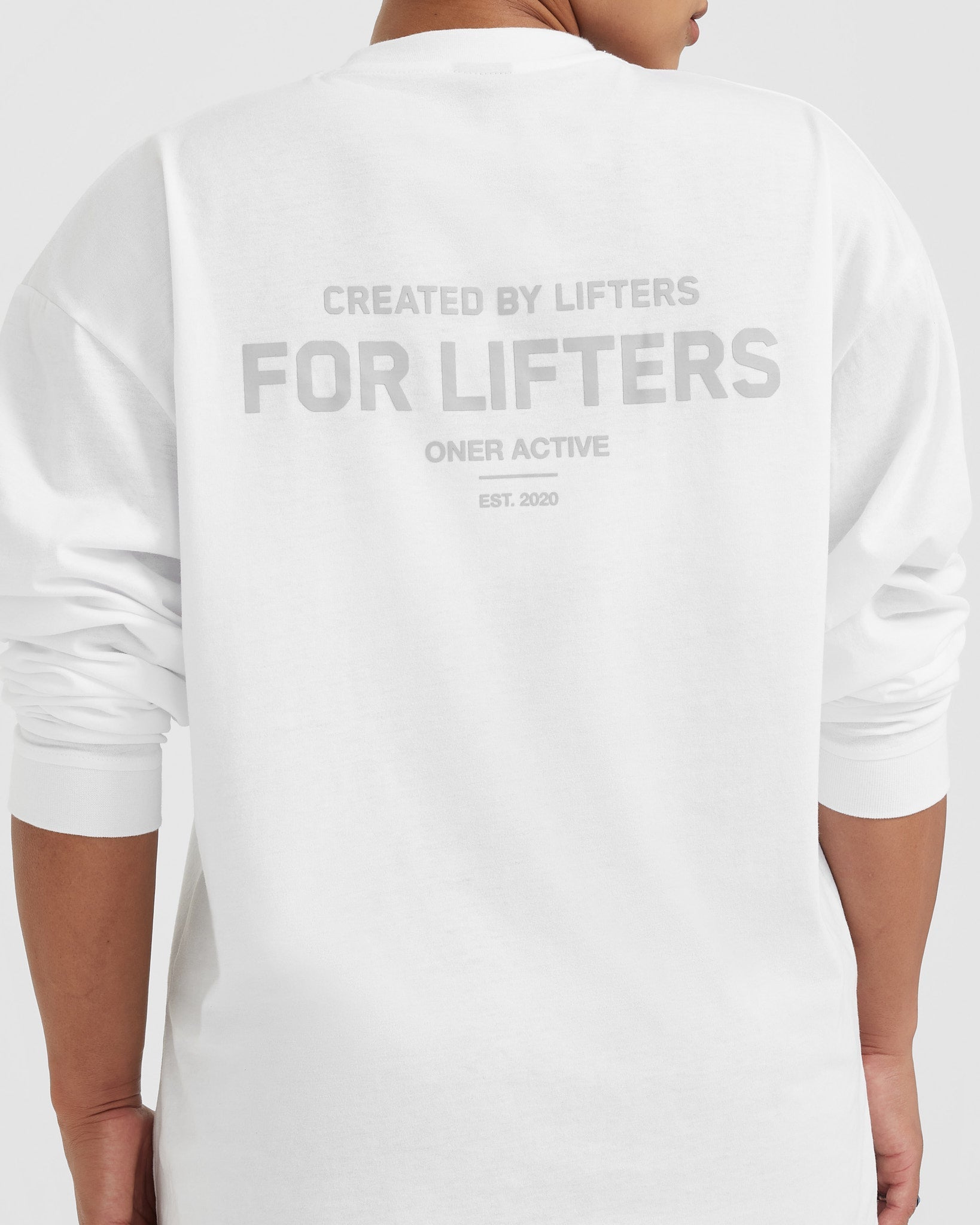 Classic Lifters Graphic Oversized Lightweight Long Sleeve Top | White - Image 5