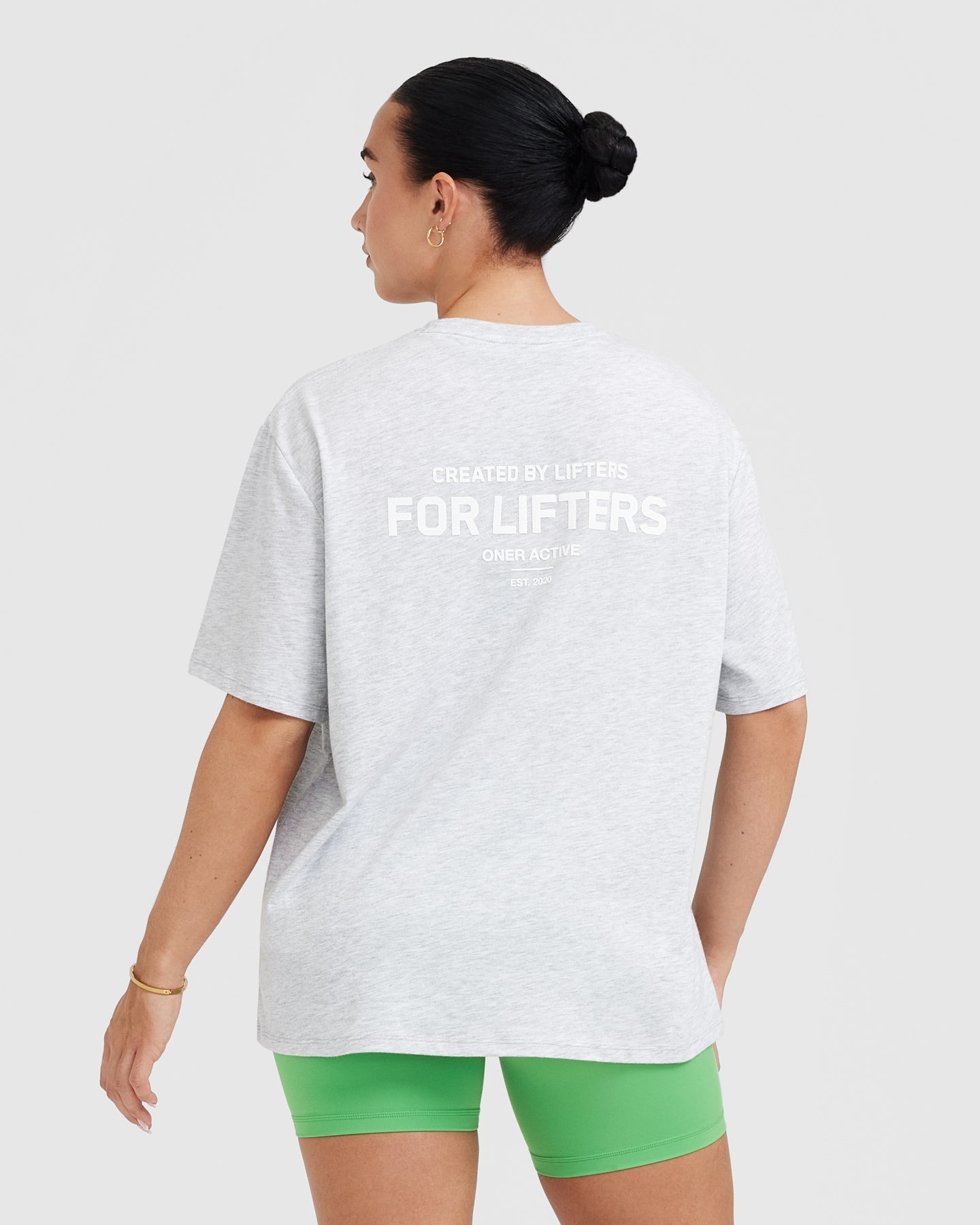 Alternative view of Classic Lifters Graphic Oversized Lightweight T-Shirt | Light Grey Marl