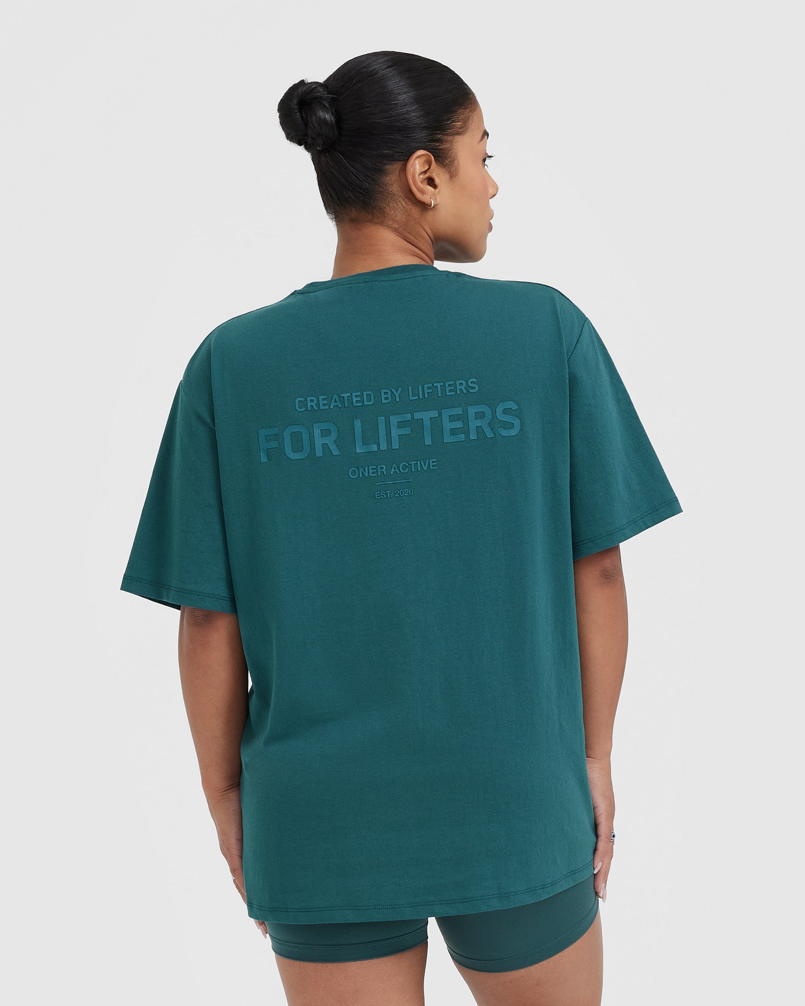 Alternative view of Classic Lifters Graphic Oversized Lightweight T-Shirt | Marine Teal