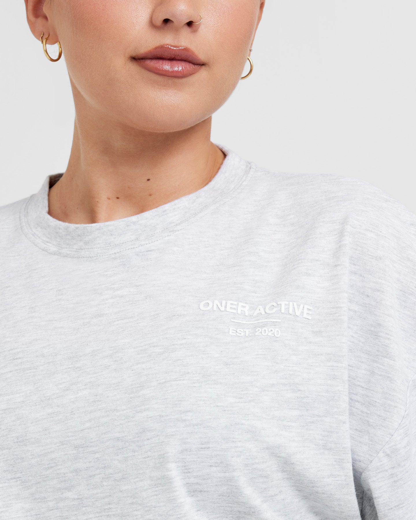 Classic Lifters Graphic Relaxed Crop Lightweight T-Shirt | Light Grey Marl - Image 5