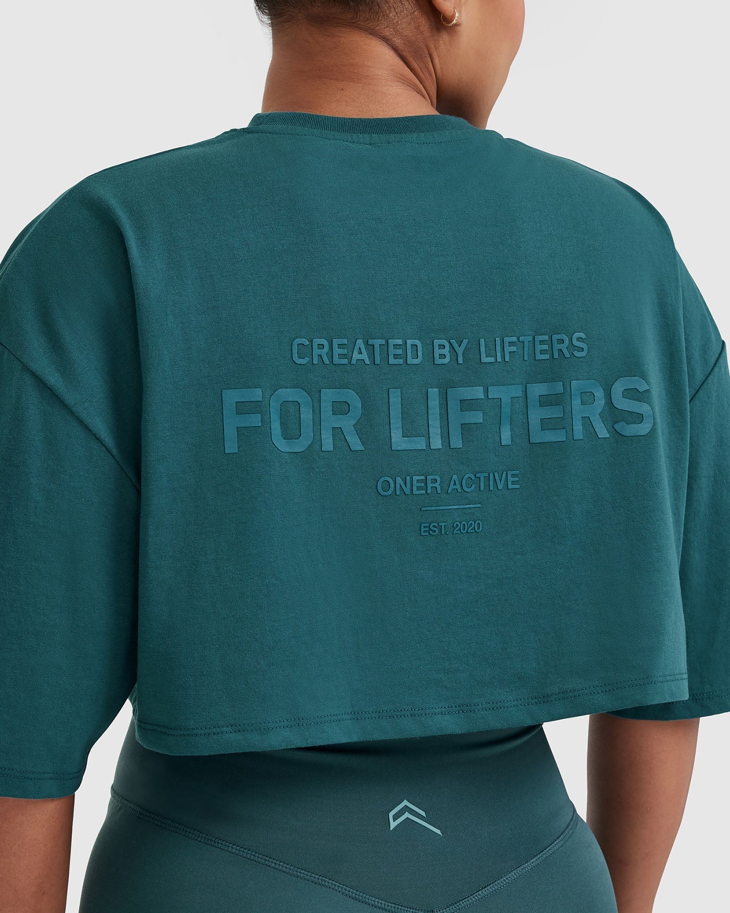 Classic Lifters Graphic Relaxed Crop Lightweight T-Shirt | Marine Teal - Image 5