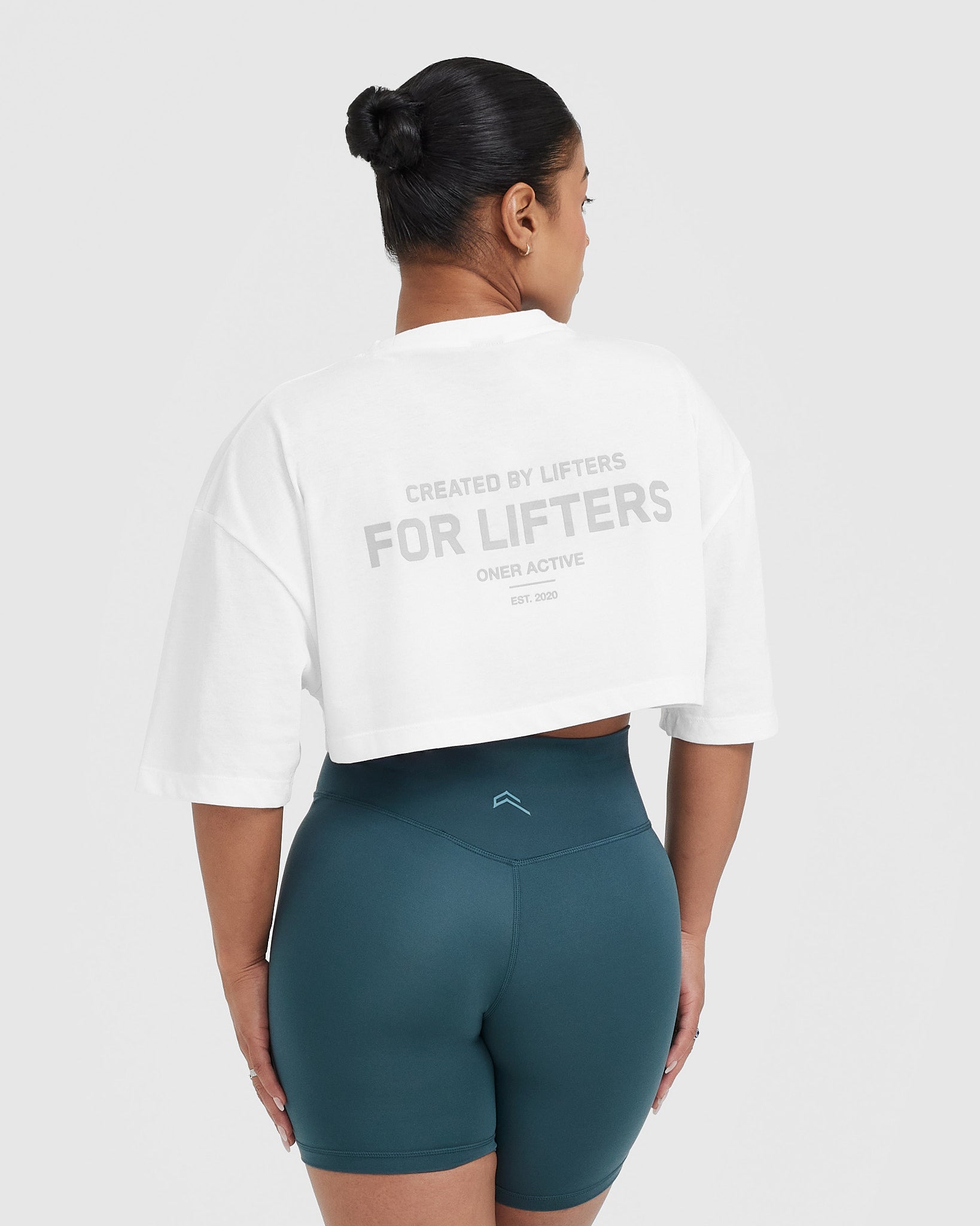 Alternative view of Classic Lifters Graphic Relaxed Crop Lightweight T-Shirt | White