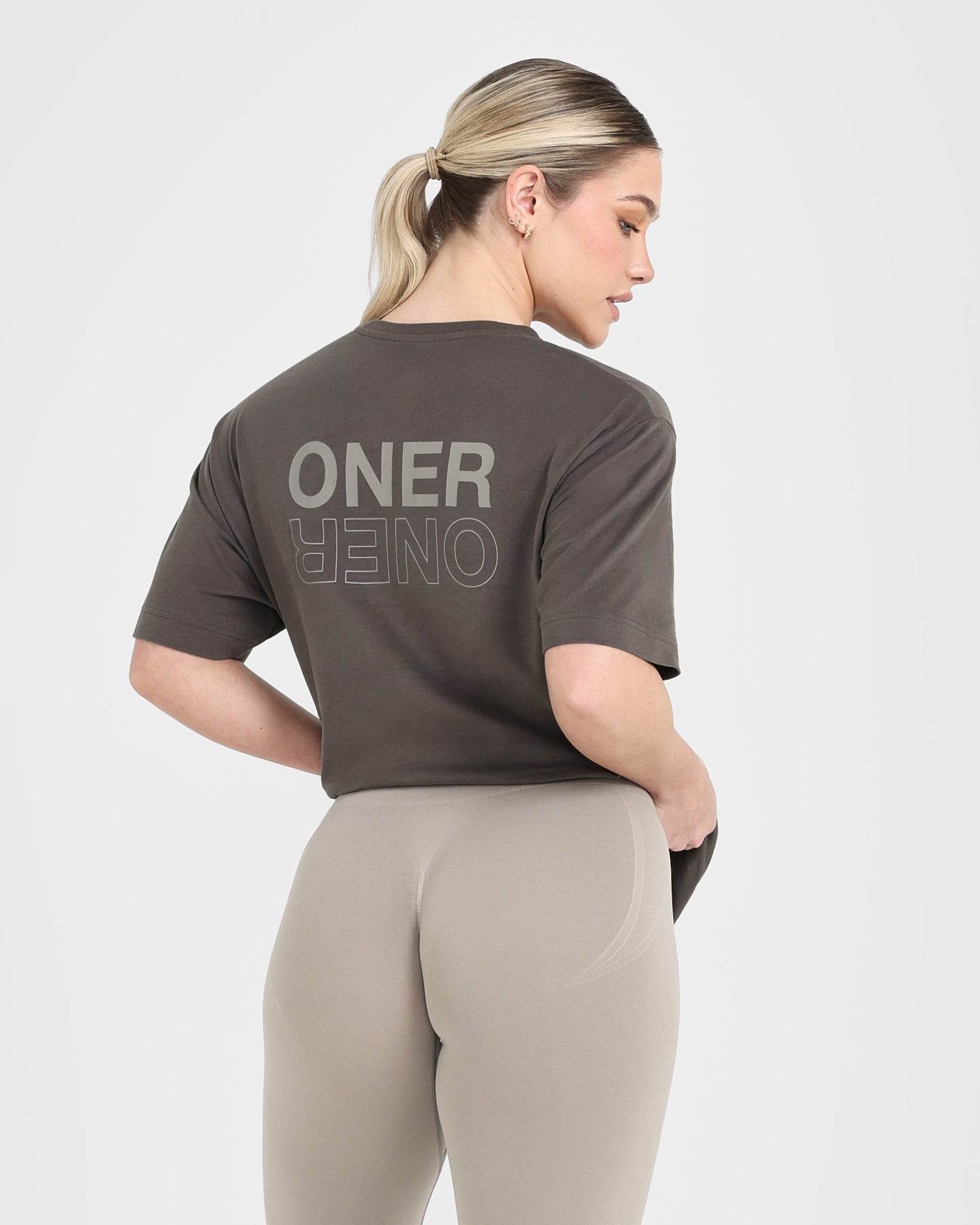 Alternative view of Classic Mirror Graphic Oversized T-Shirt | Washed Deep Taupe