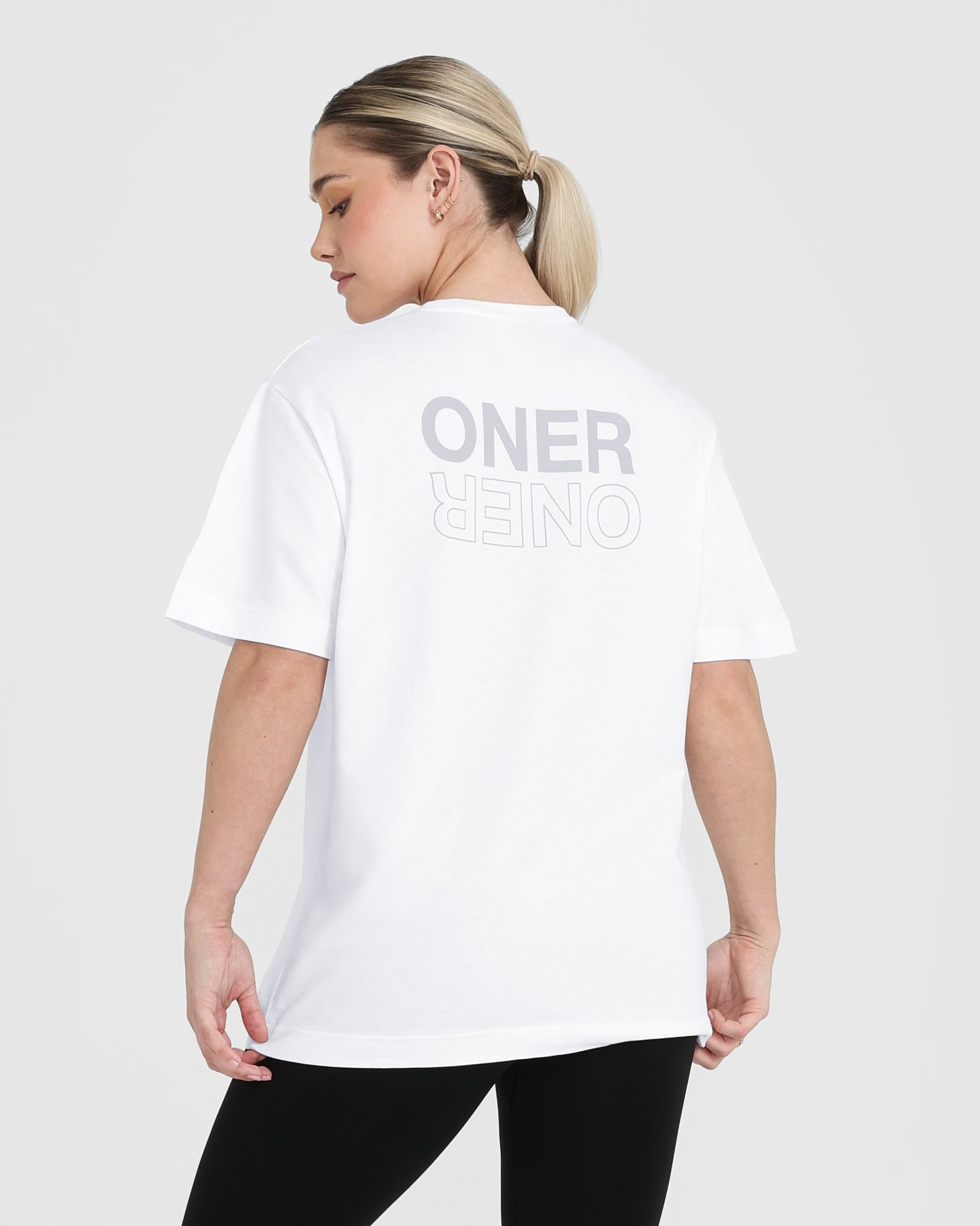 Alternative view of Classic Mirror Graphic Oversized T-Shirt | White