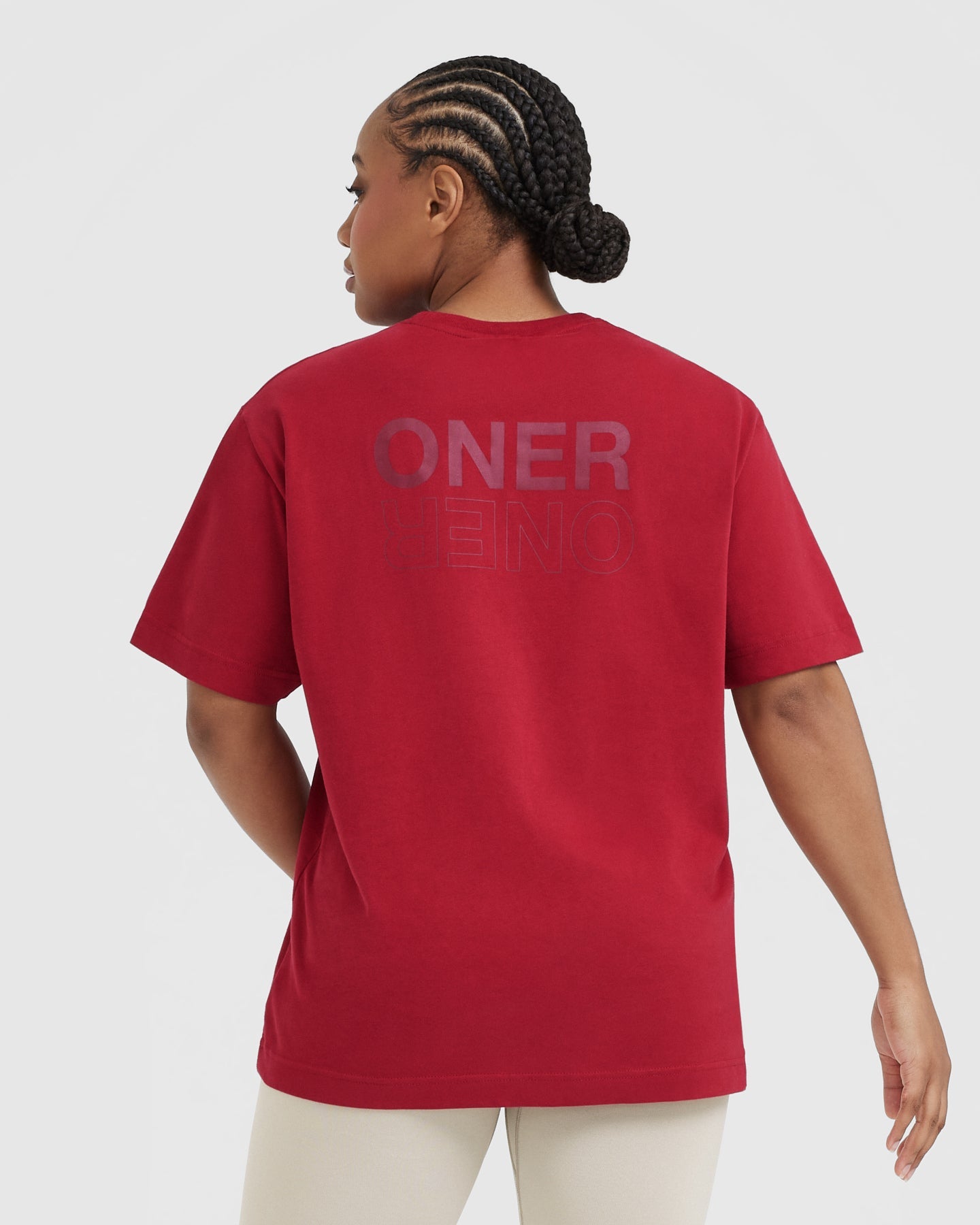 Alternative view of Classic Mirror Graphic Oversized T-Shirt | Washed Red Wine