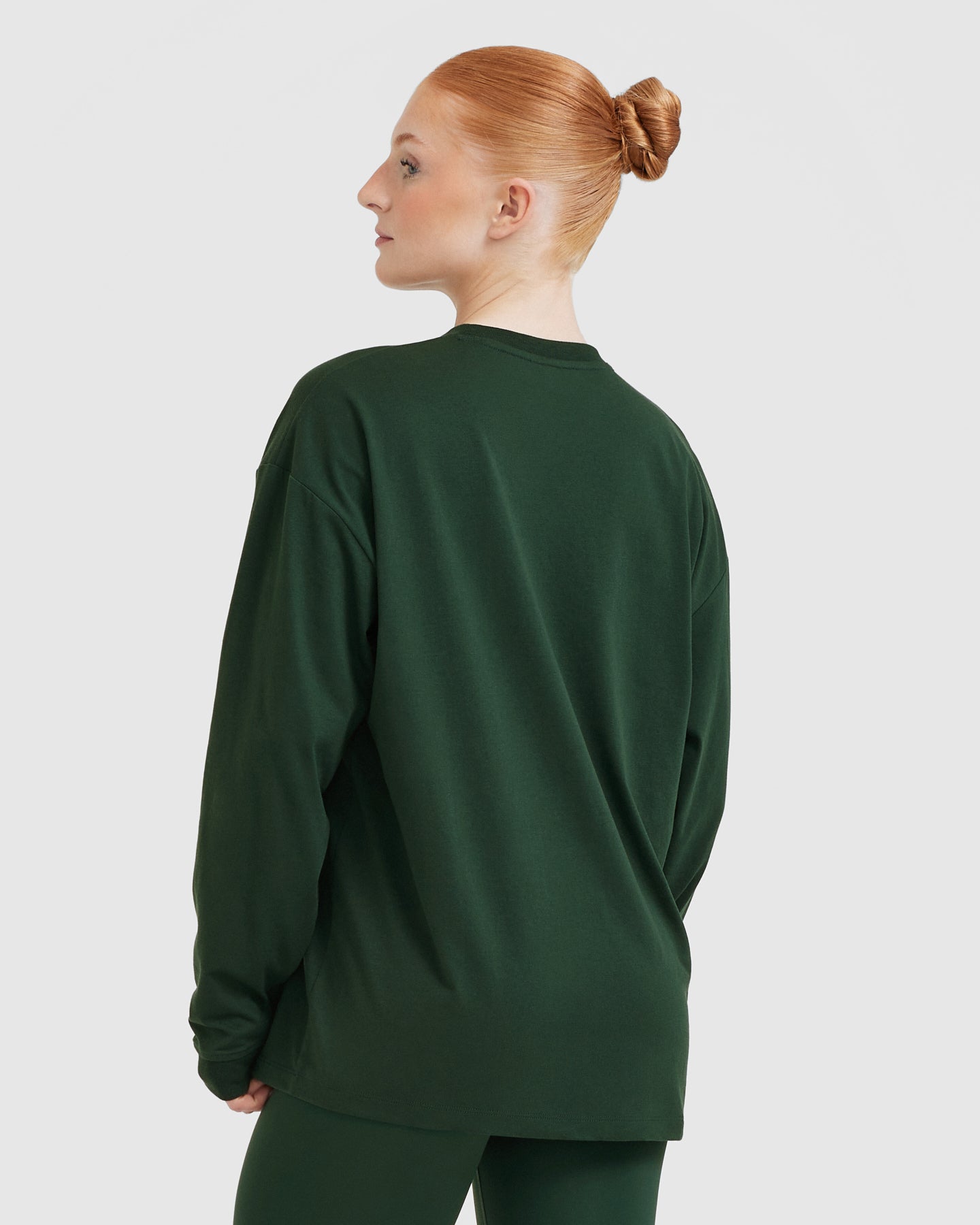 Alternative view of Classic Oversized Lightweight Long Sleeve Top | Pine Green