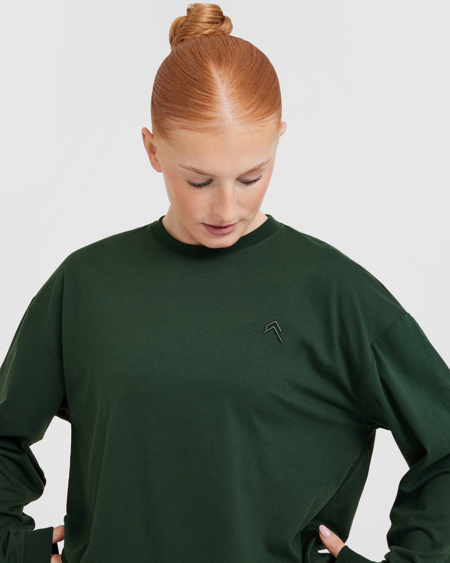 Classic Oversized Lightweight Long Sleeve Top | Pine Green - Image 5
