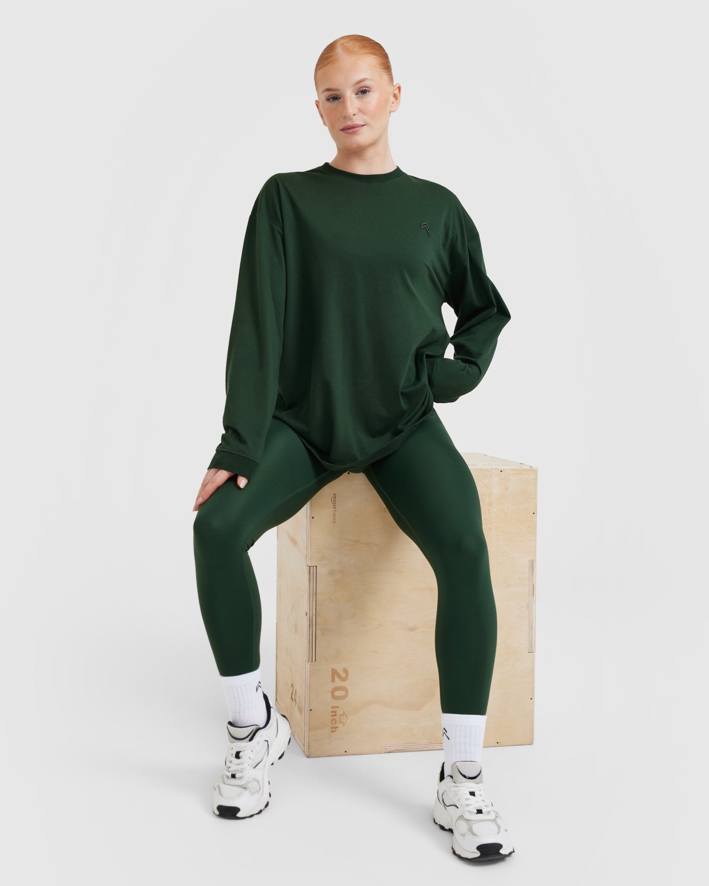 Classic Oversized Lightweight Long Sleeve Top | Pine Green - Image 6