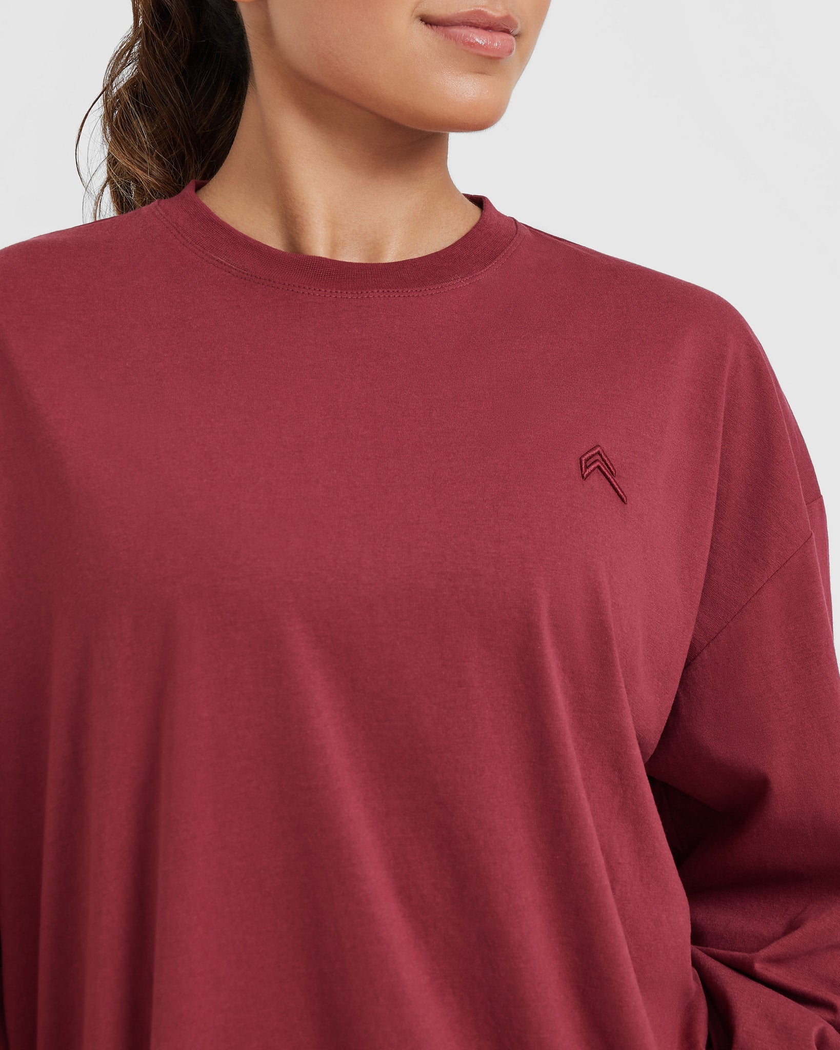 Classic Oversized Lightweight Long Sleeve Top | Burnt Cherry - Image 4