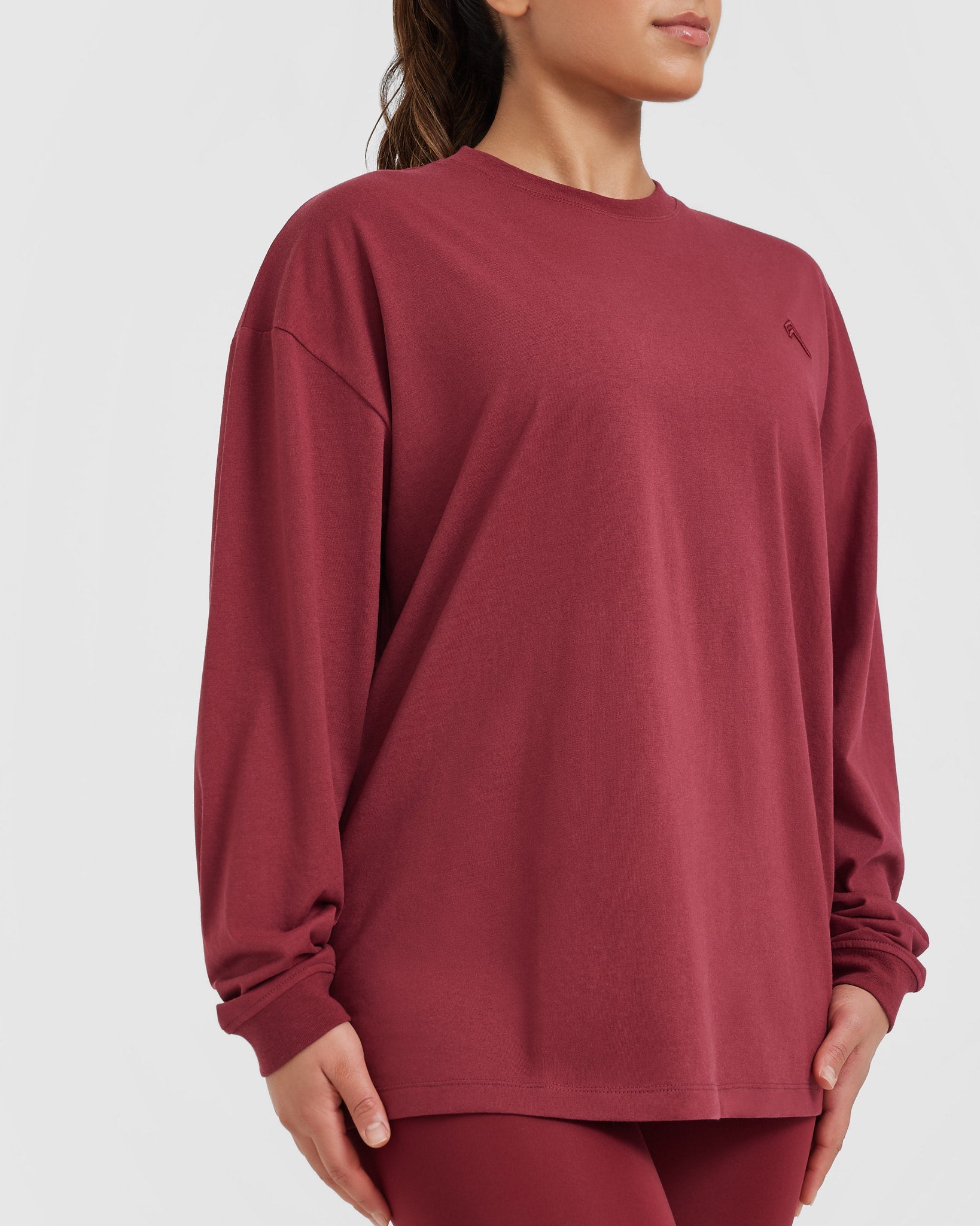 Classic Oversized Lightweight Long Sleeve Top | Burnt Cherry - Image 5