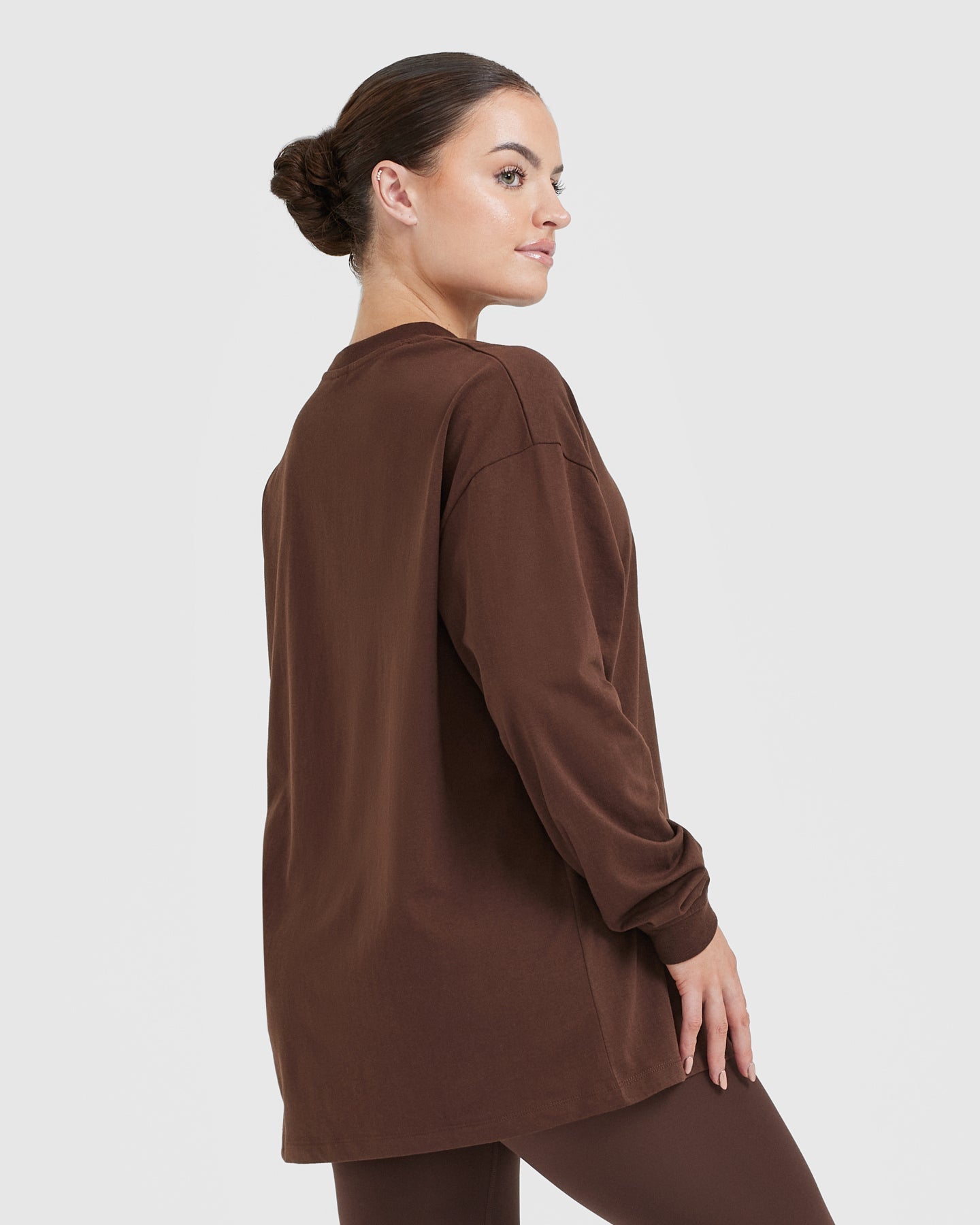 Alternative view of Classic Oversized Lightweight Long Sleeve Top | Espresso