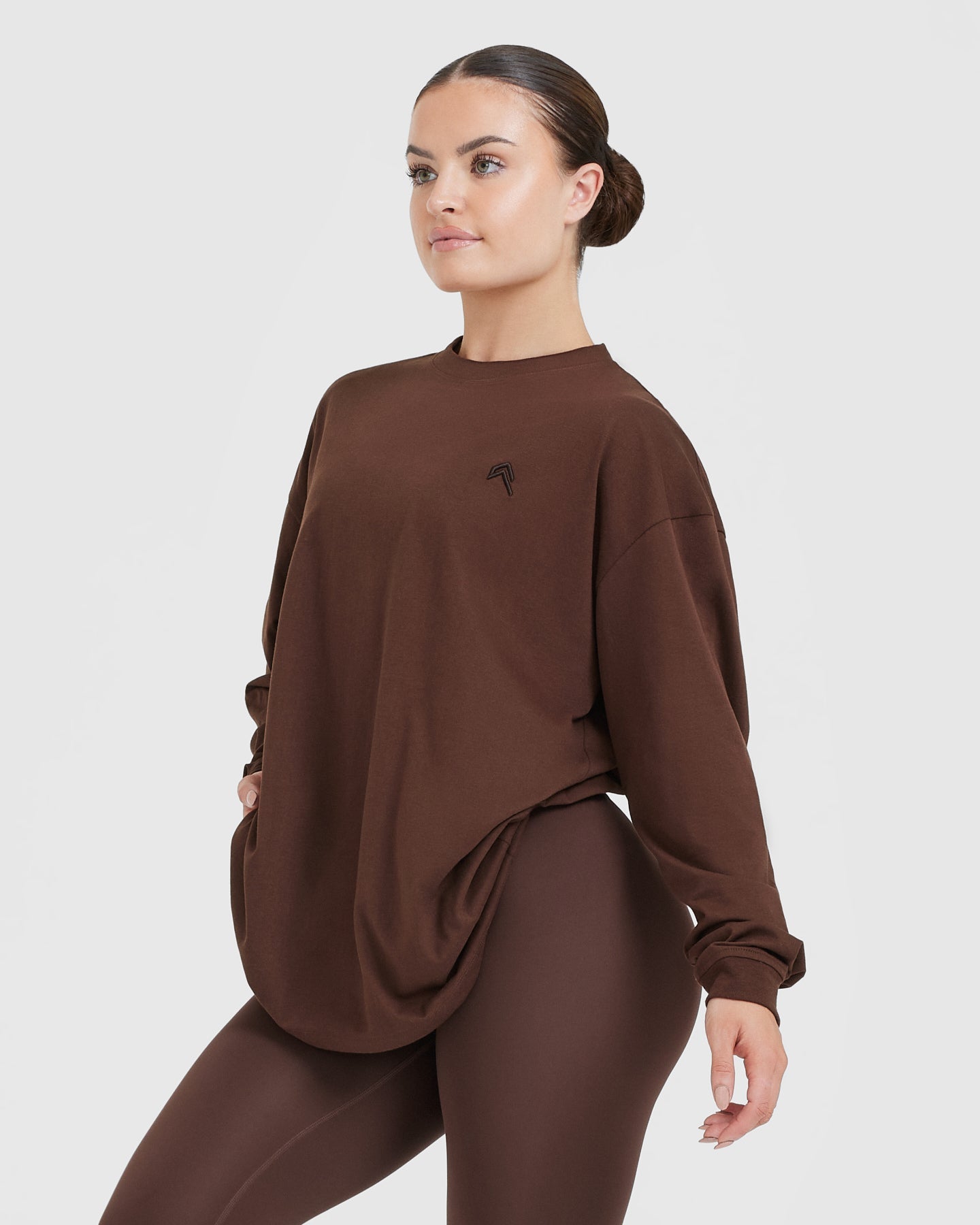 Classic Oversized Lightweight Long Sleeve Top | Espresso - Image 3