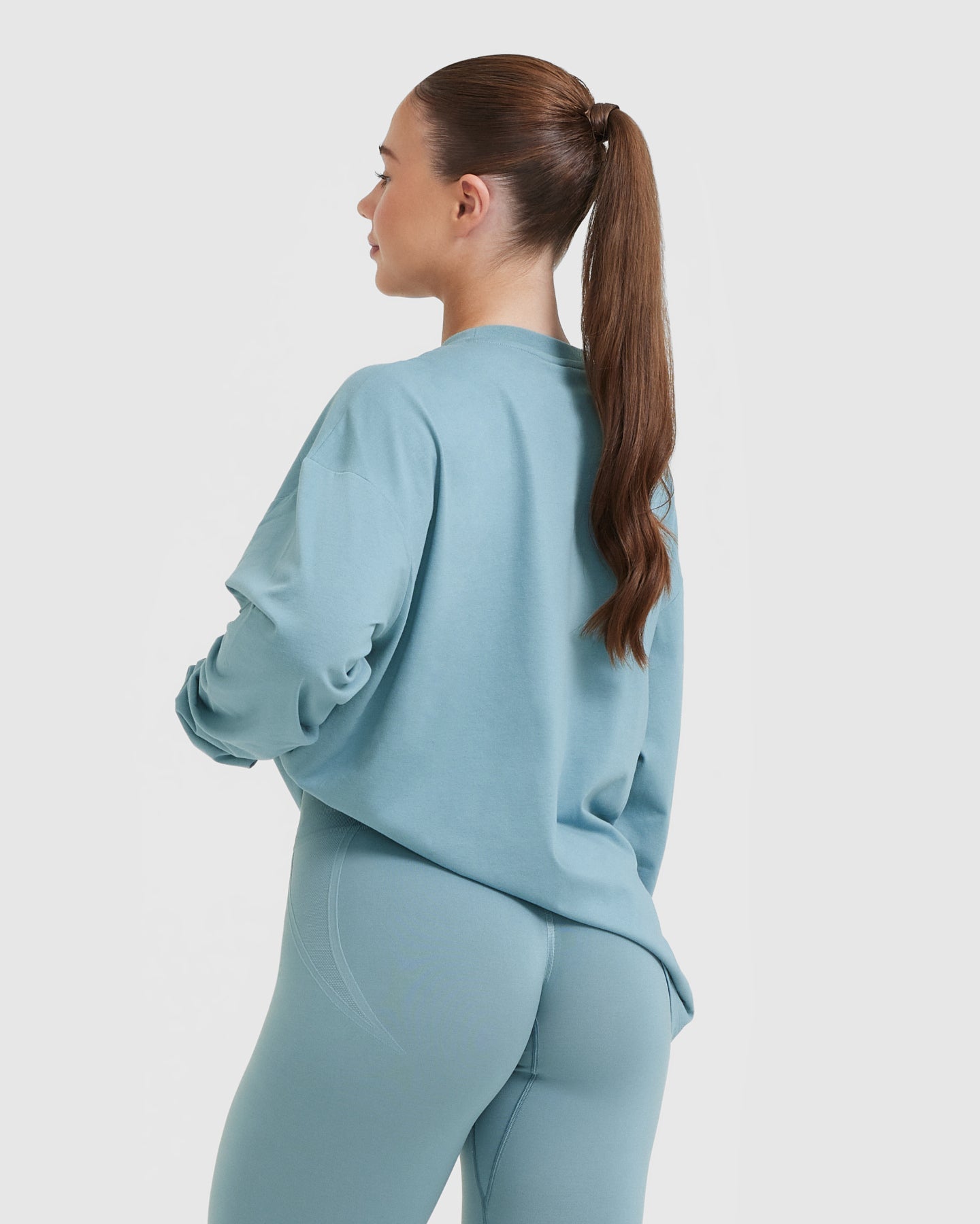 Alternative view of Classic Oversized Lightweight Long Sleeve Top | Steel Blue