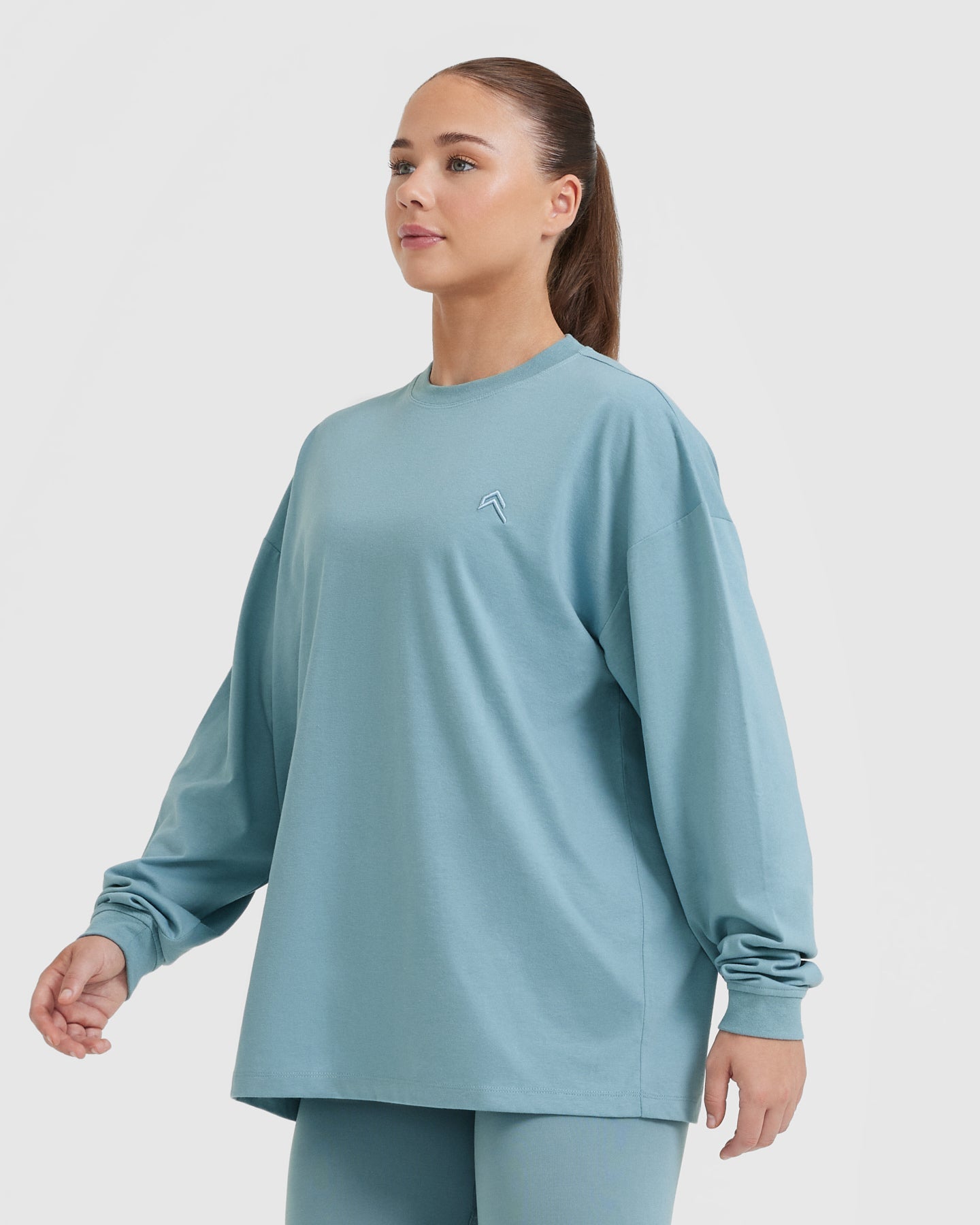 Classic Oversized Lightweight Long Sleeve Top | Steel Blue - Image 3