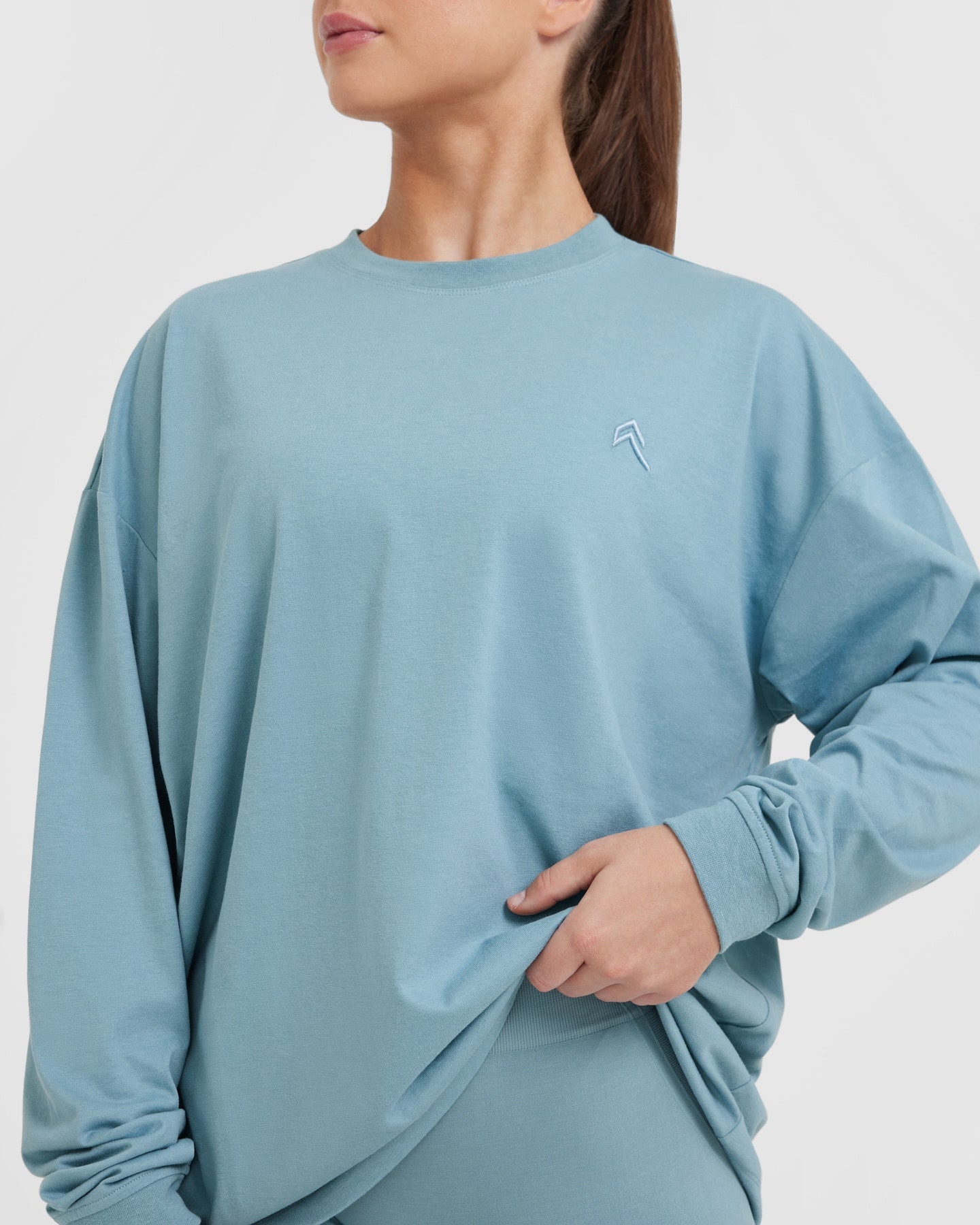 Classic Oversized Lightweight Long Sleeve Top | Steel Blue - Image 5
