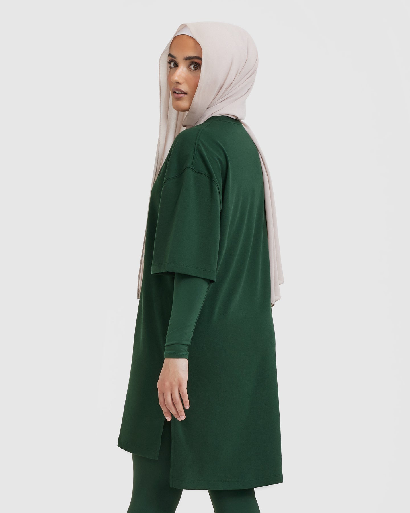Alternative view of Classic Oversized Longline T-Shirt | Pine Green