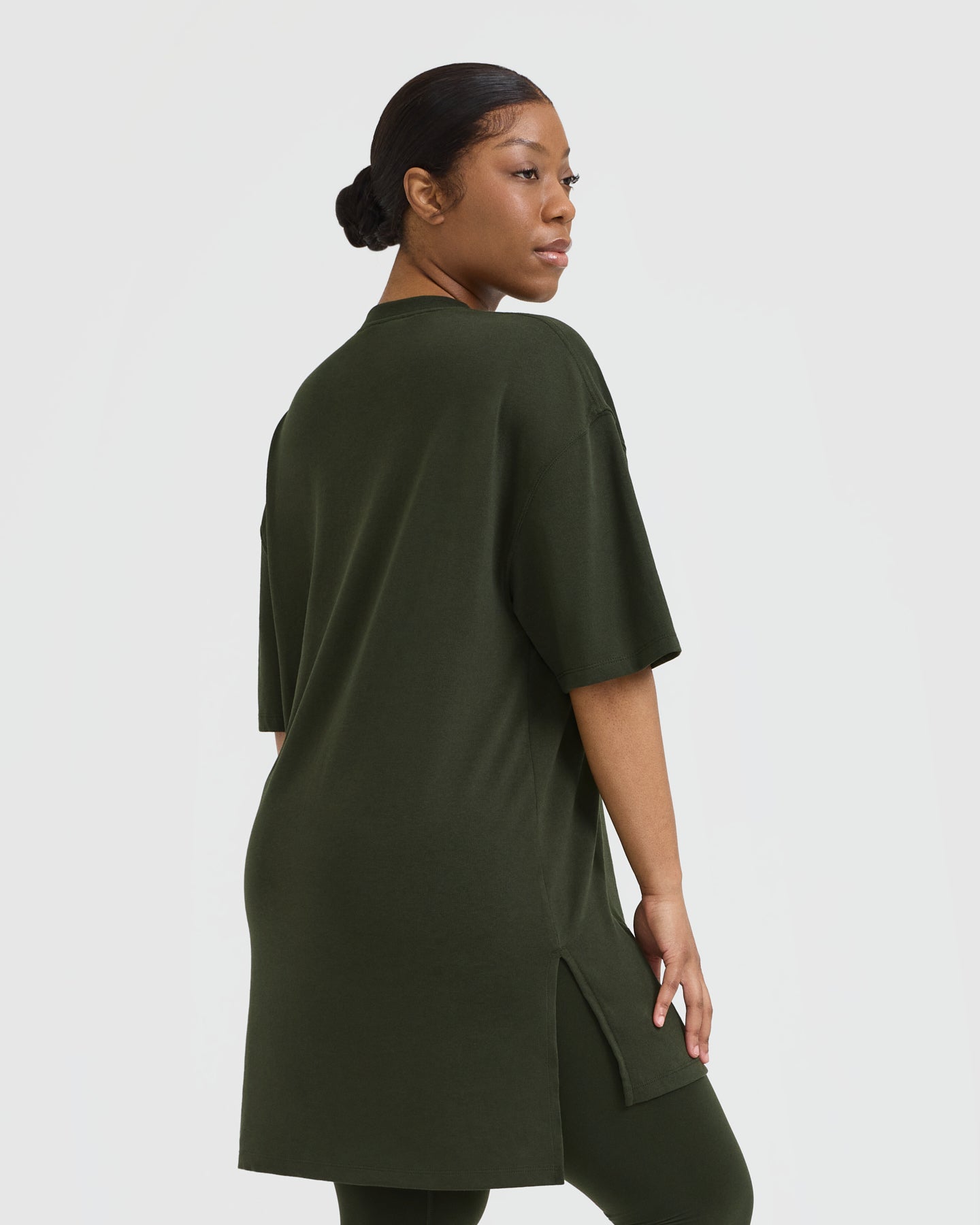 Alternative view of Classic Oversized Longline T-Shirt | Khaki