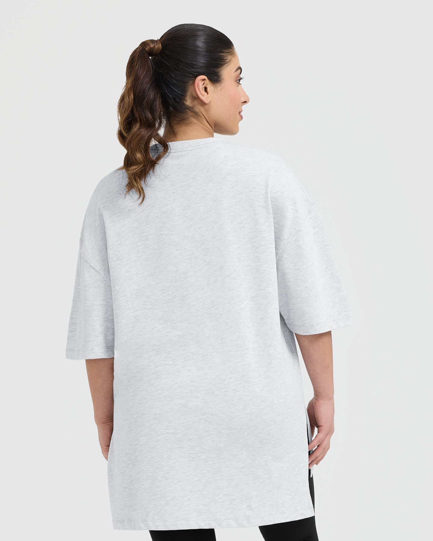 Alternative view of Classic Longline T-Shirt | Light Grey Marl