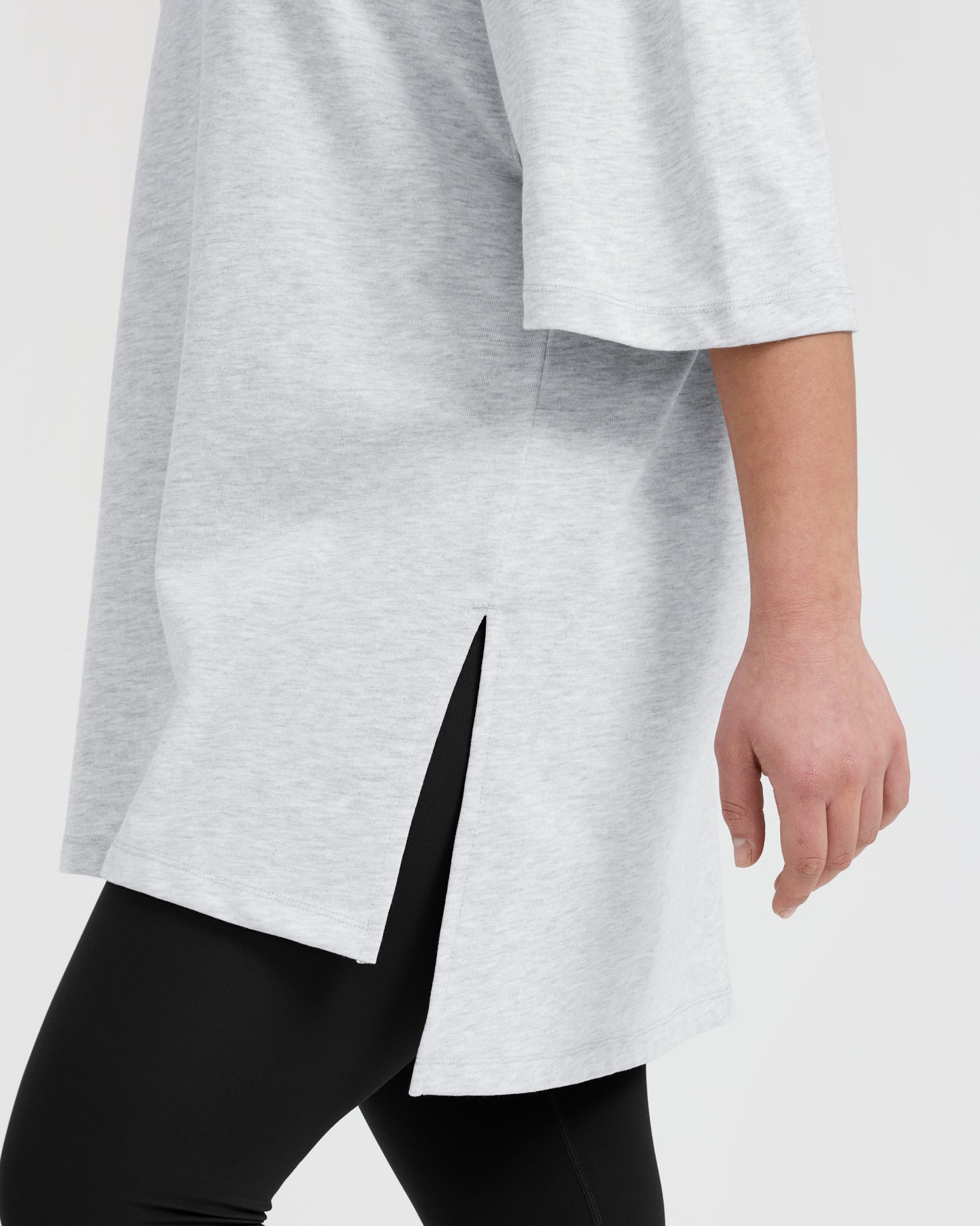 Classic Longline T-Shirt | Light Grey Marl - Image 5