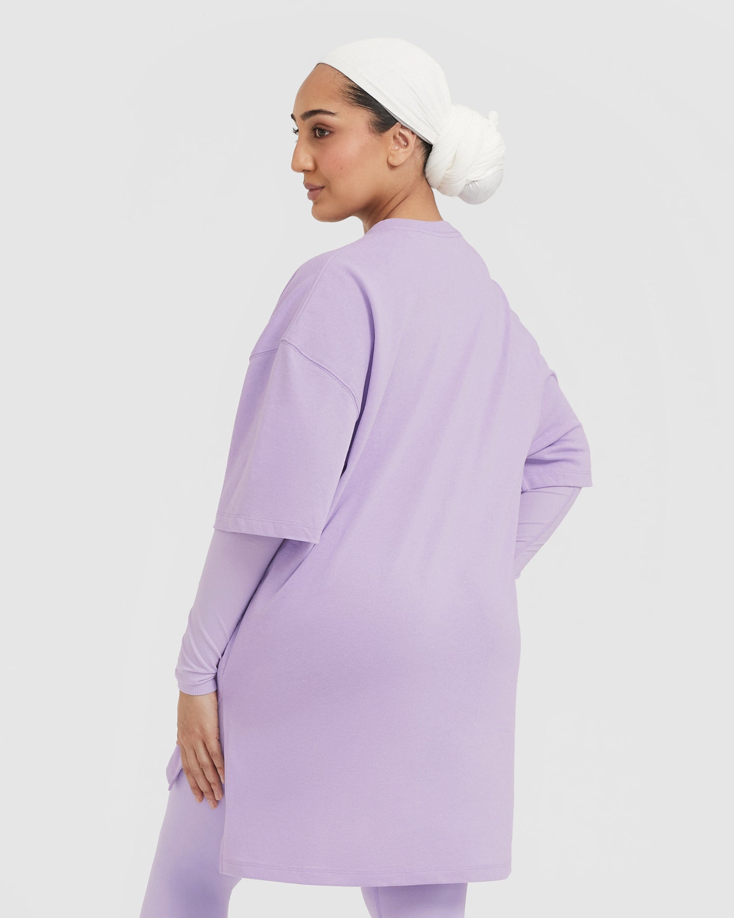 Alternative view of Classic Oversized Longline T-Shirt | Wisteria Purple