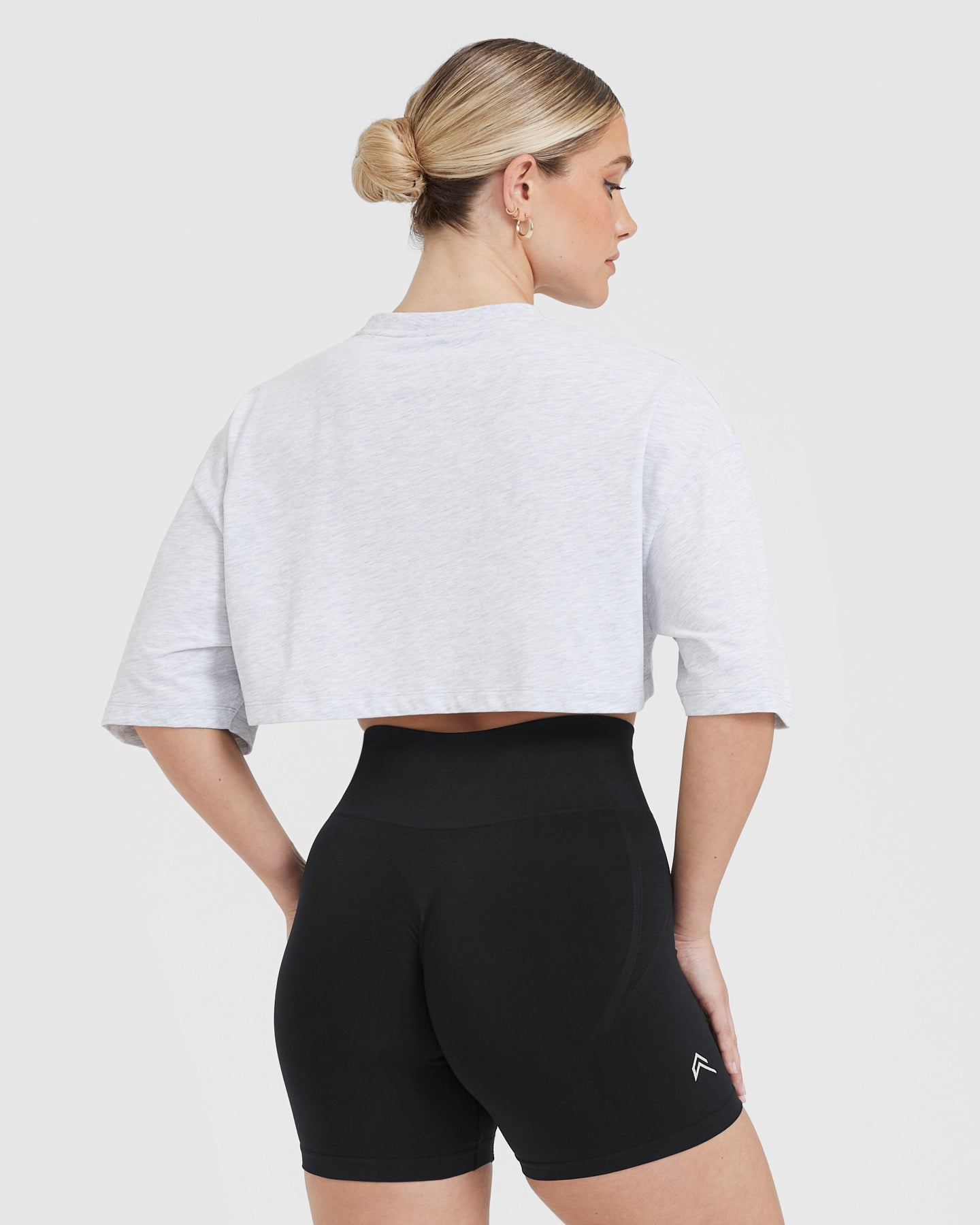 Alternative view of Classic Relaxed Crop Lightweight T-Shirt | Light Grey Marl