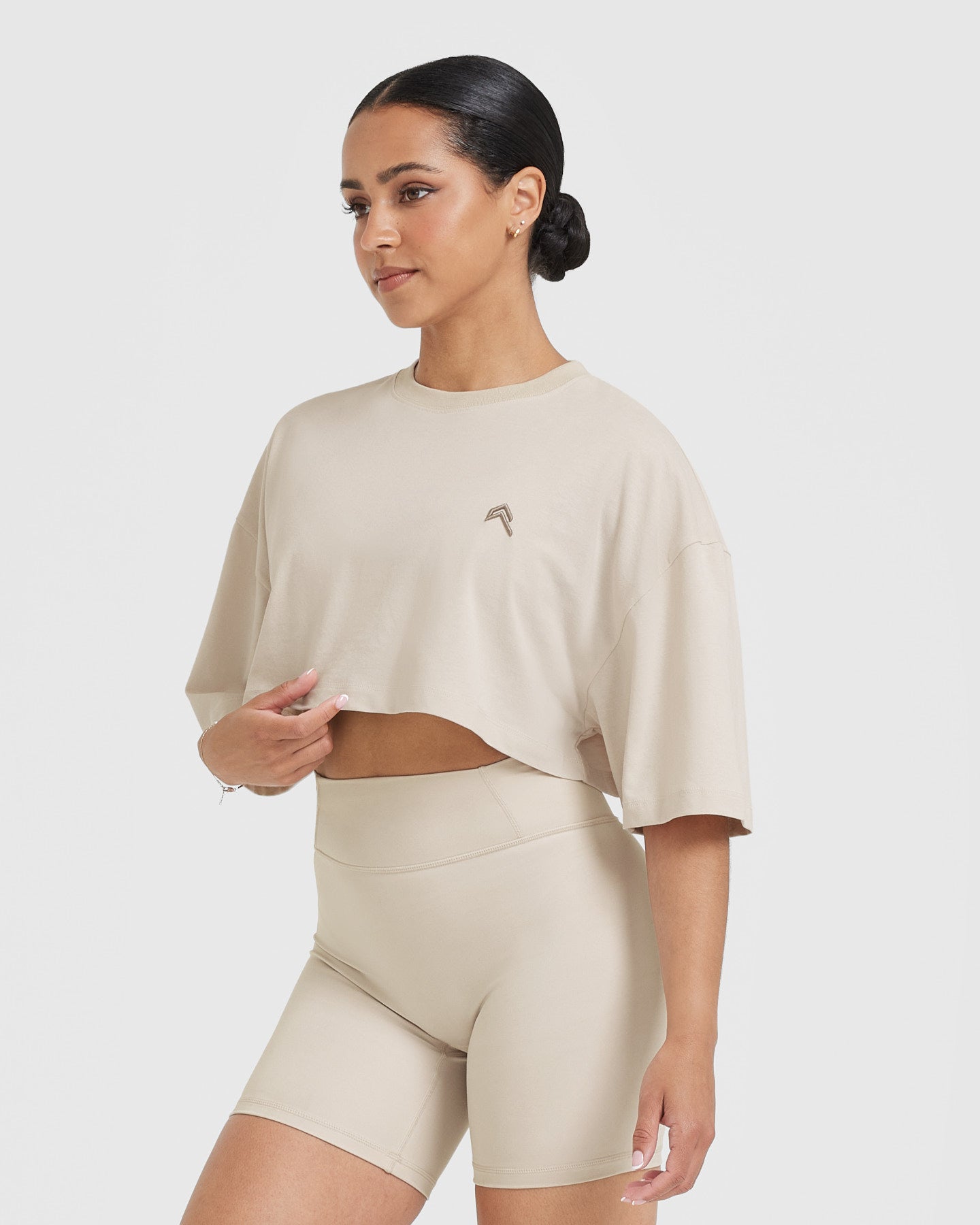 Classic Relaxed Crop Lightweight T-Shirt | Washed Sand - Image 3