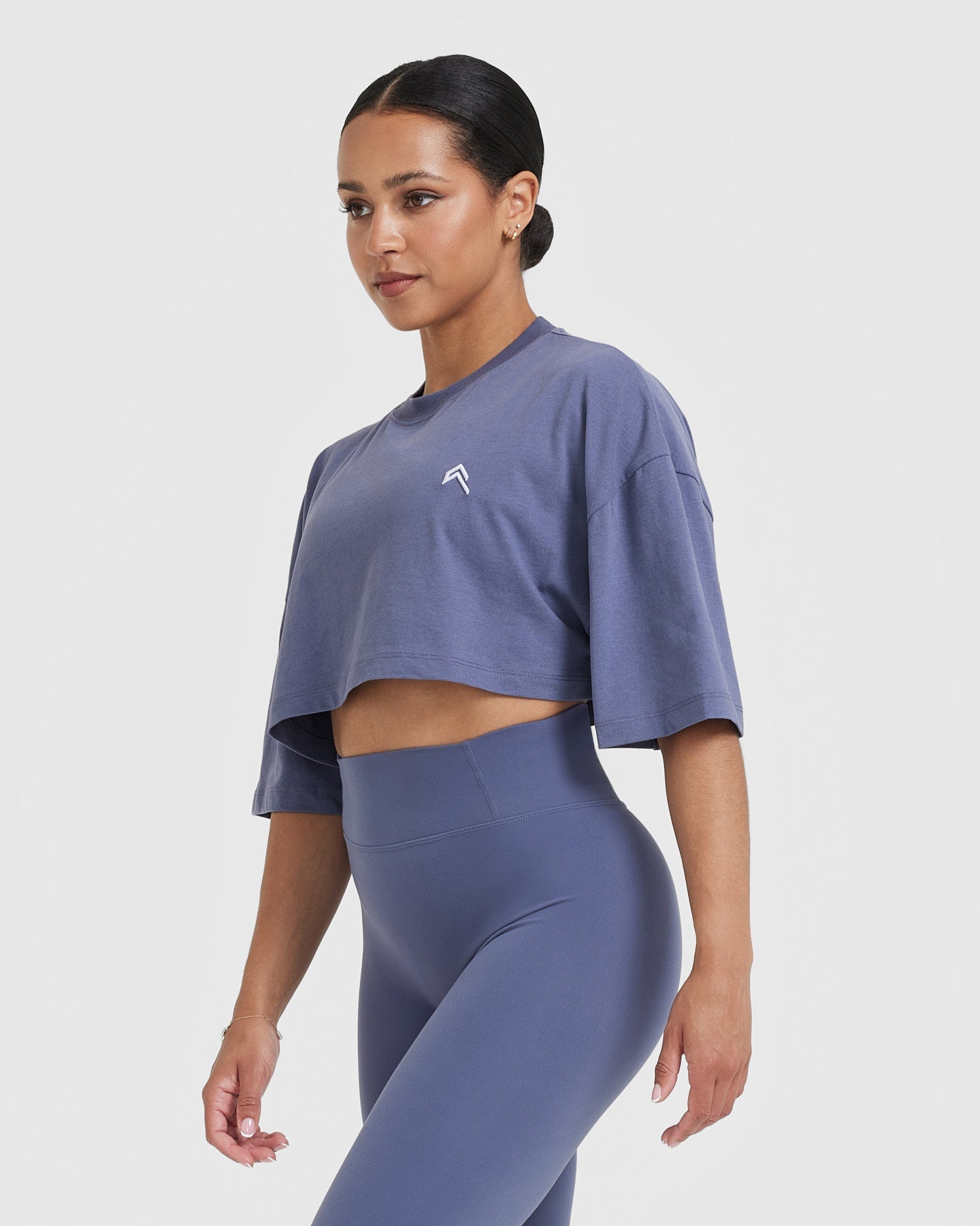 Classic Relaxed Crop Lightweight T-Shirt | Washed Slate Blue - Image 3