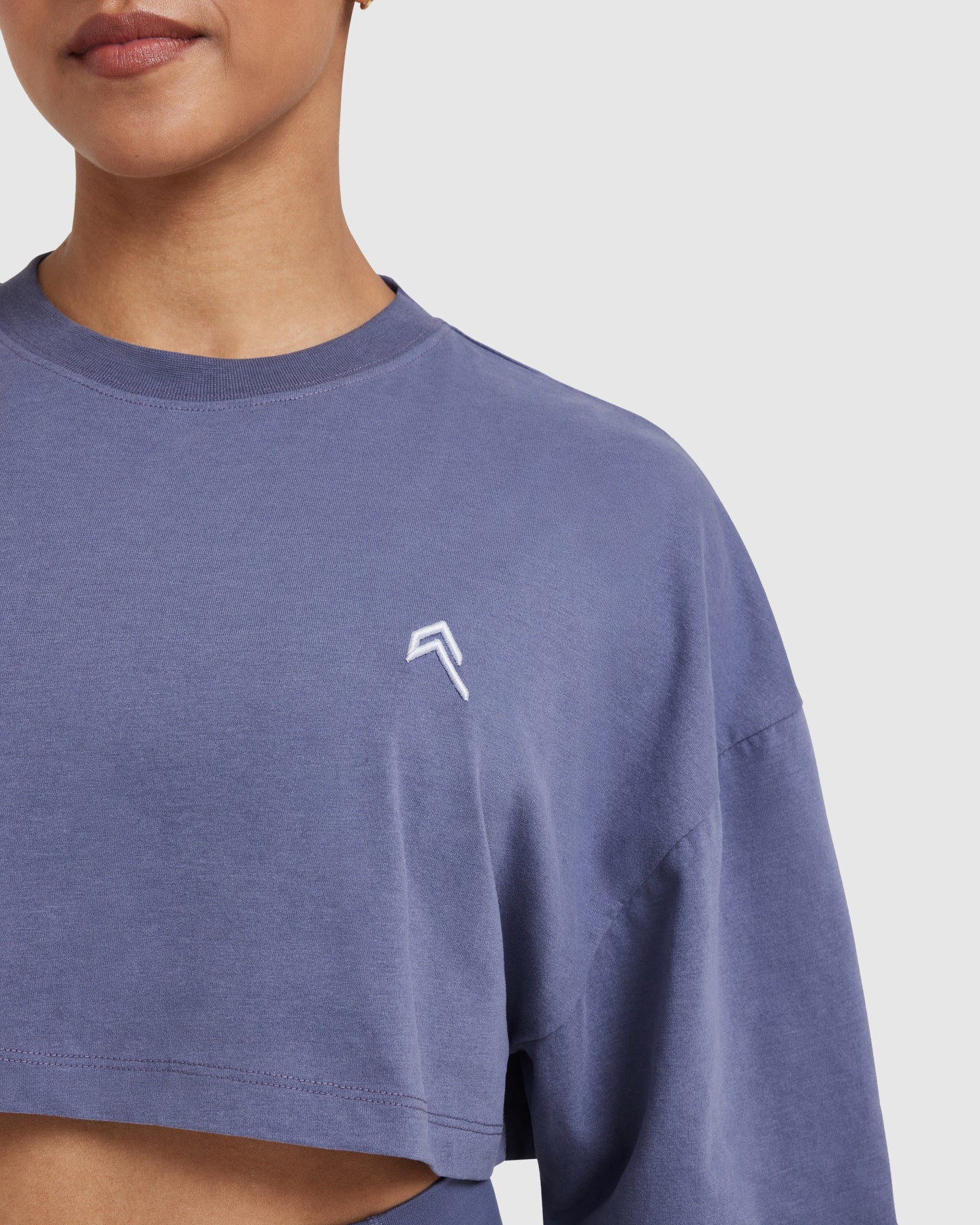 Classic Relaxed Crop Lightweight T-Shirt | Washed Slate Blue - Image 4