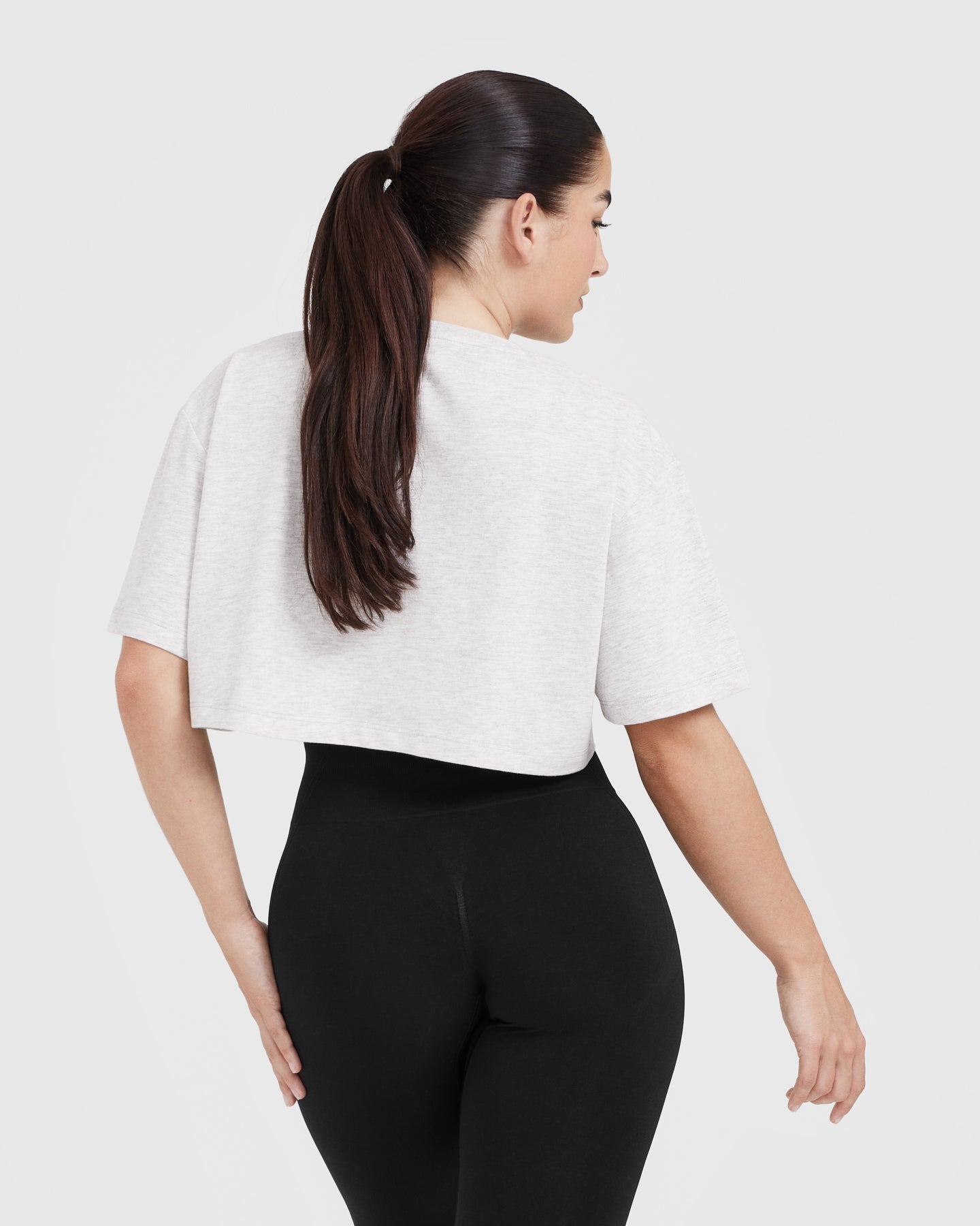 Alternative view of Classic Crop Lightweight T-Shirt | Grey Marl
