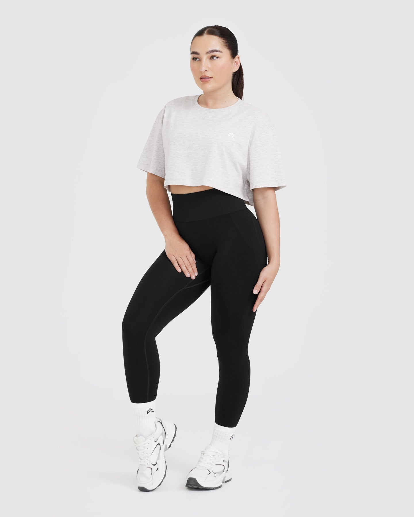 Classic Crop Lightweight T-Shirt | Grey Marl - Image 3