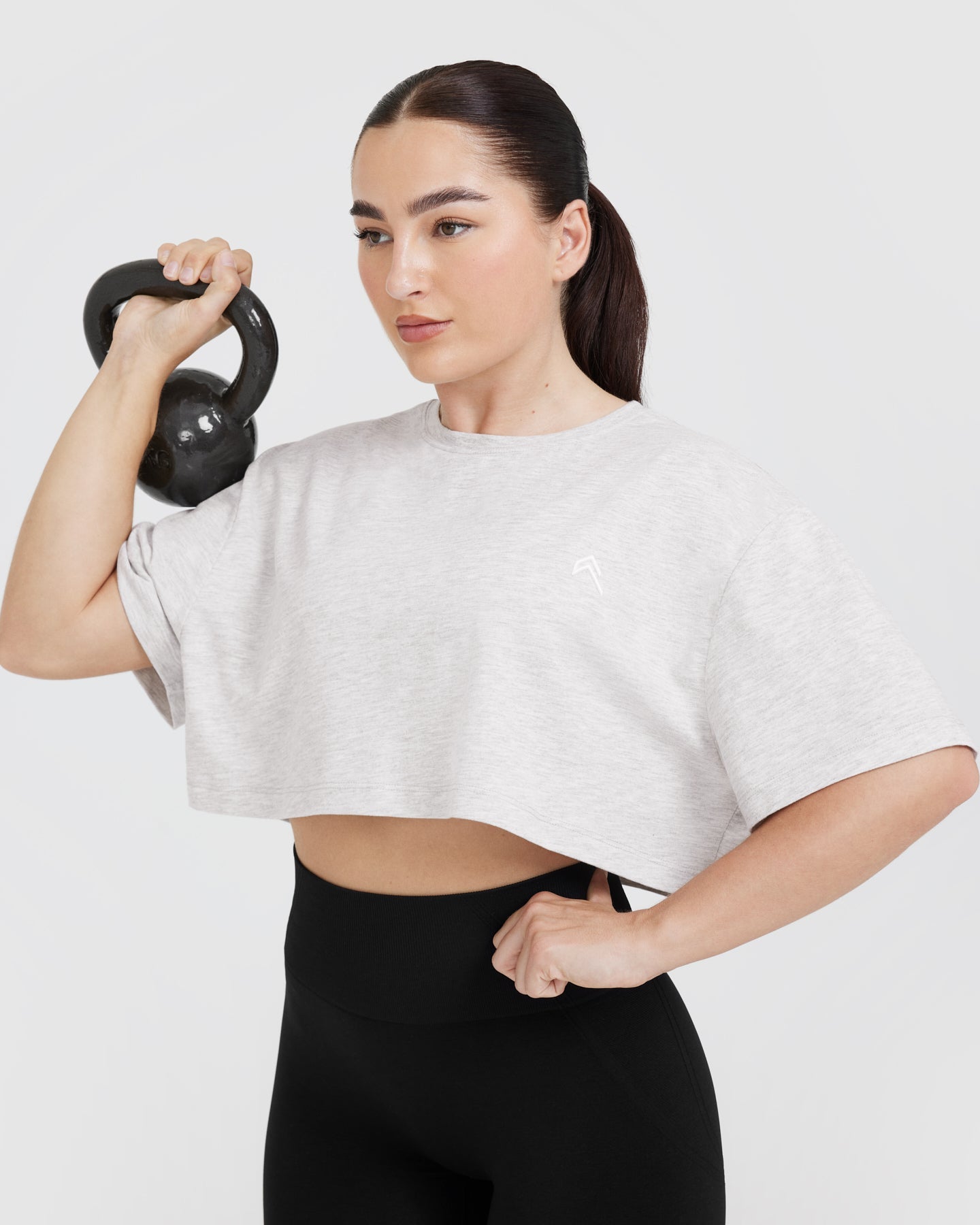 Classic Crop Lightweight T-Shirt | Grey Marl - Image 5