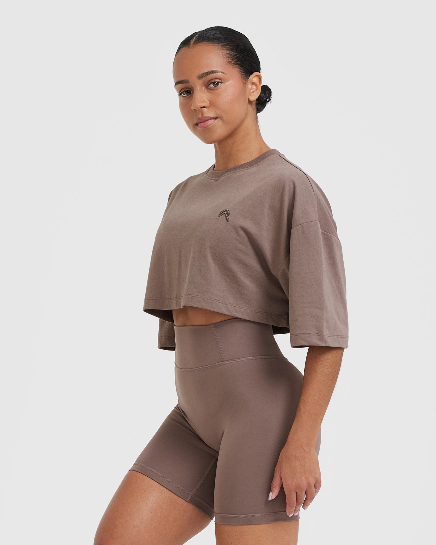 Classic Relaxed Crop Lightweight T-Shirt | Cool Brown - Image 3