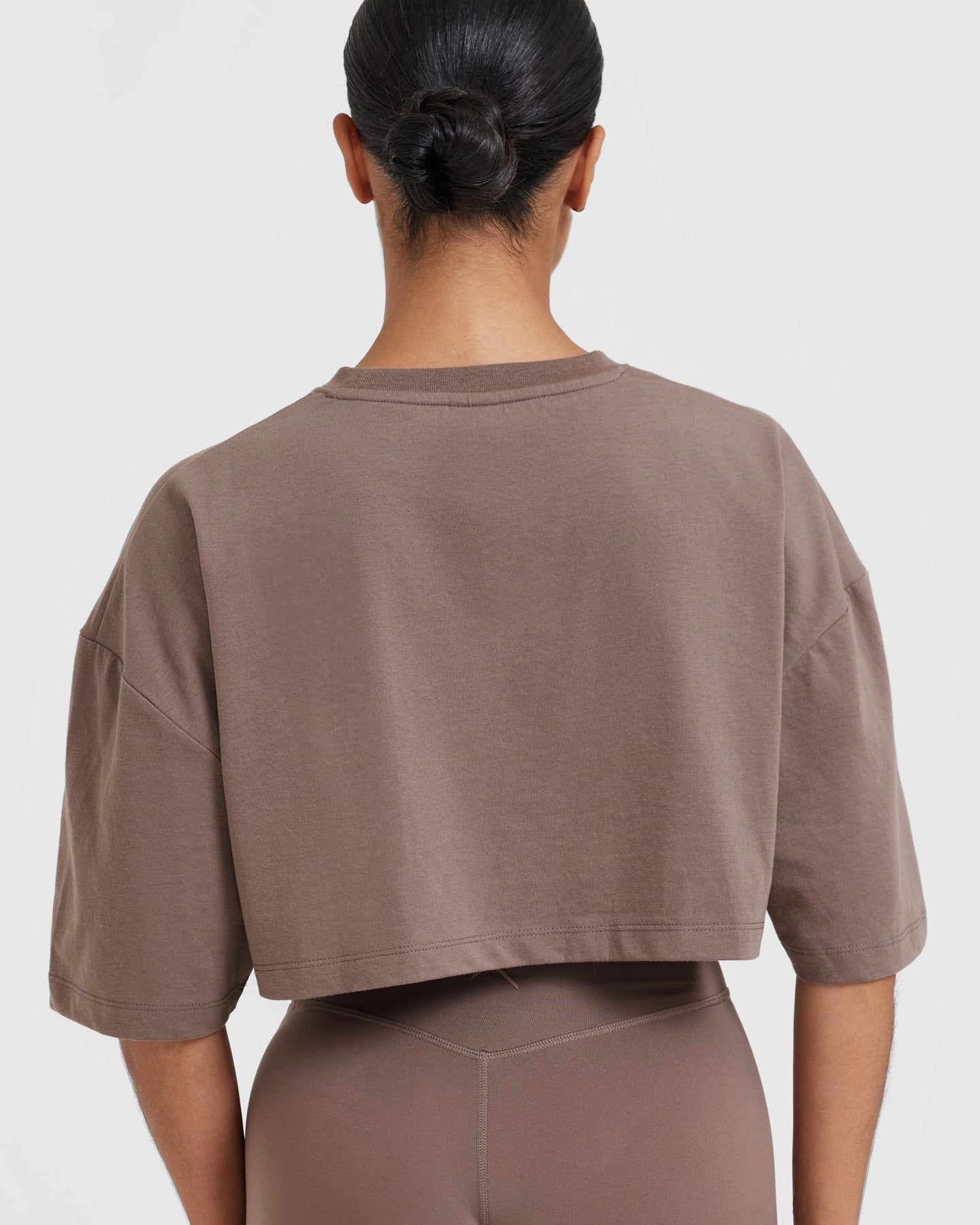 Classic Relaxed Crop Lightweight T-Shirt | Cool Brown - Image 5