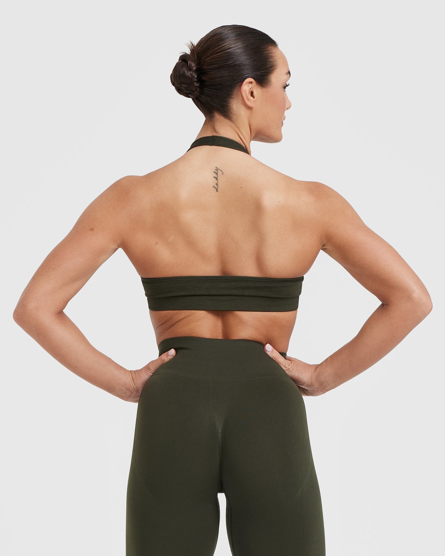 Alternative view of Classic Seamless 2.0 Halter Neck Bralette | Khaki Marl
