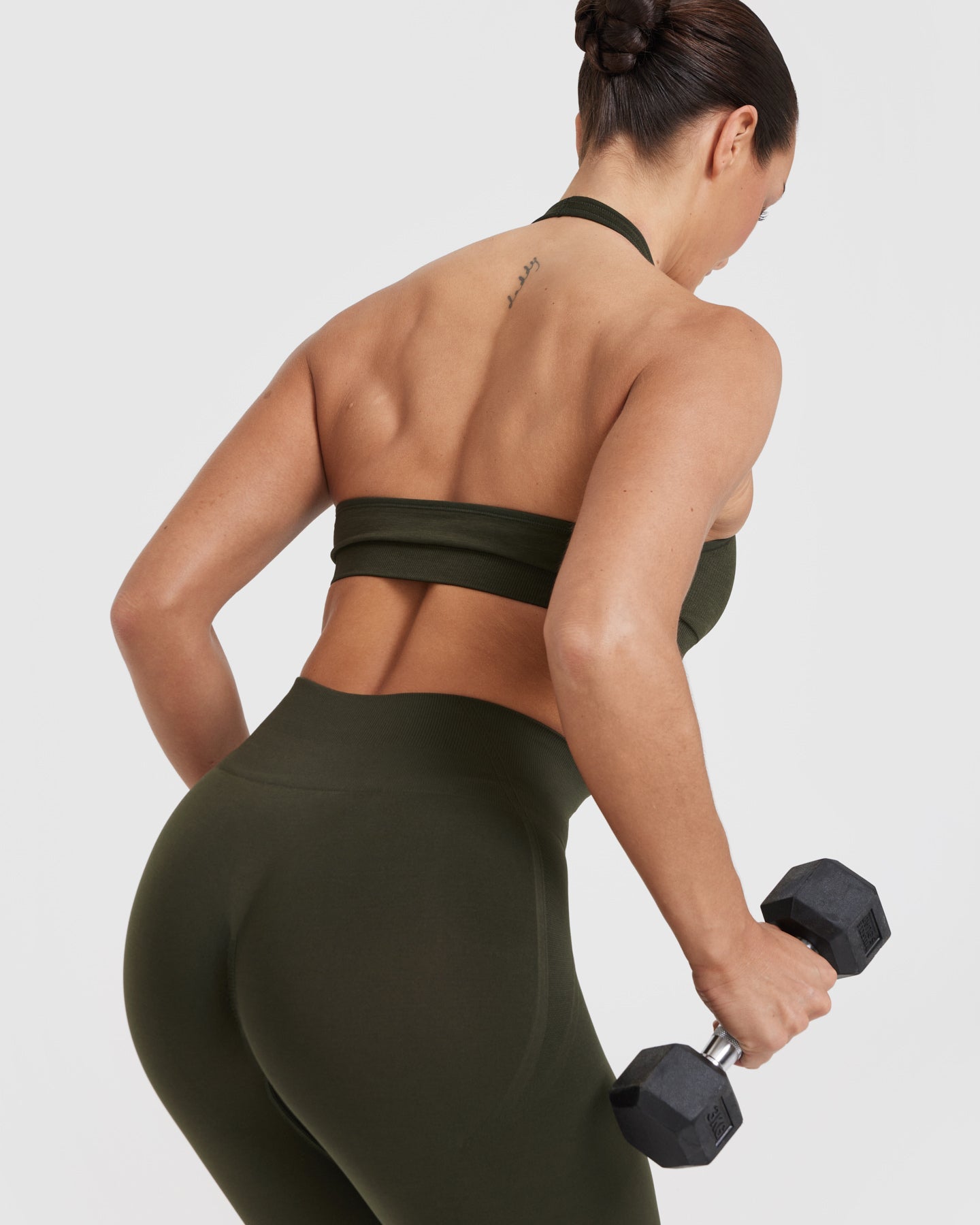 Classic Seamless 2.0 Halter Neck Bralette | Khaki Marl - Image 5